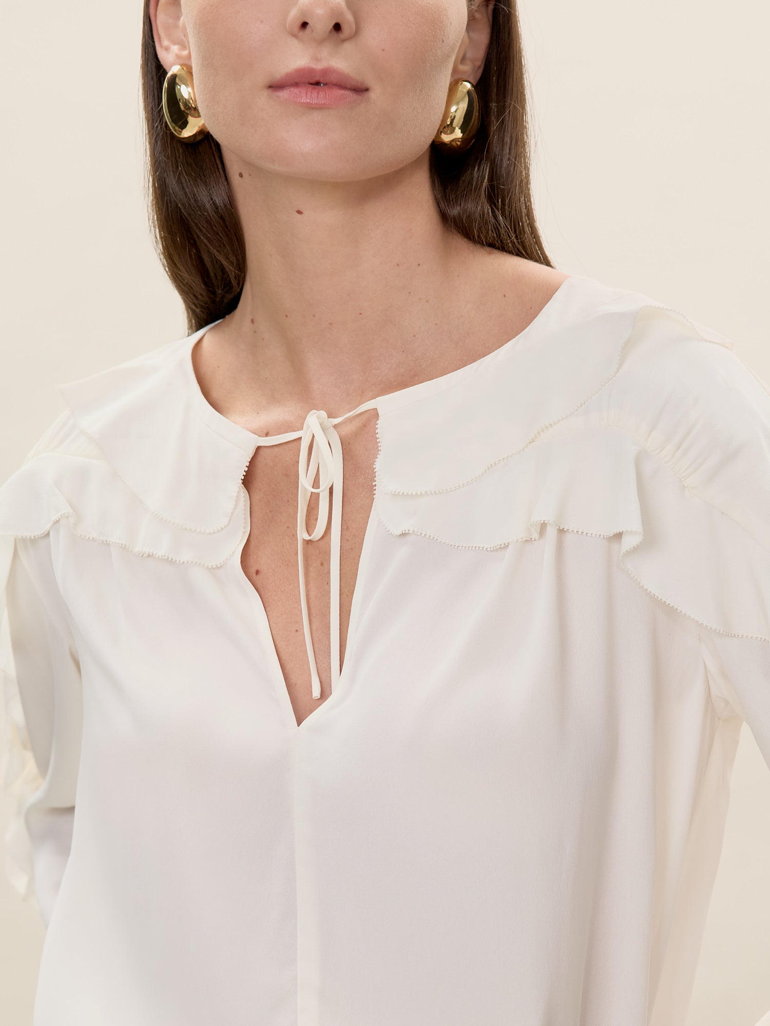Lillith Ruffle Blouse in Ivory by Rebecca Taylor