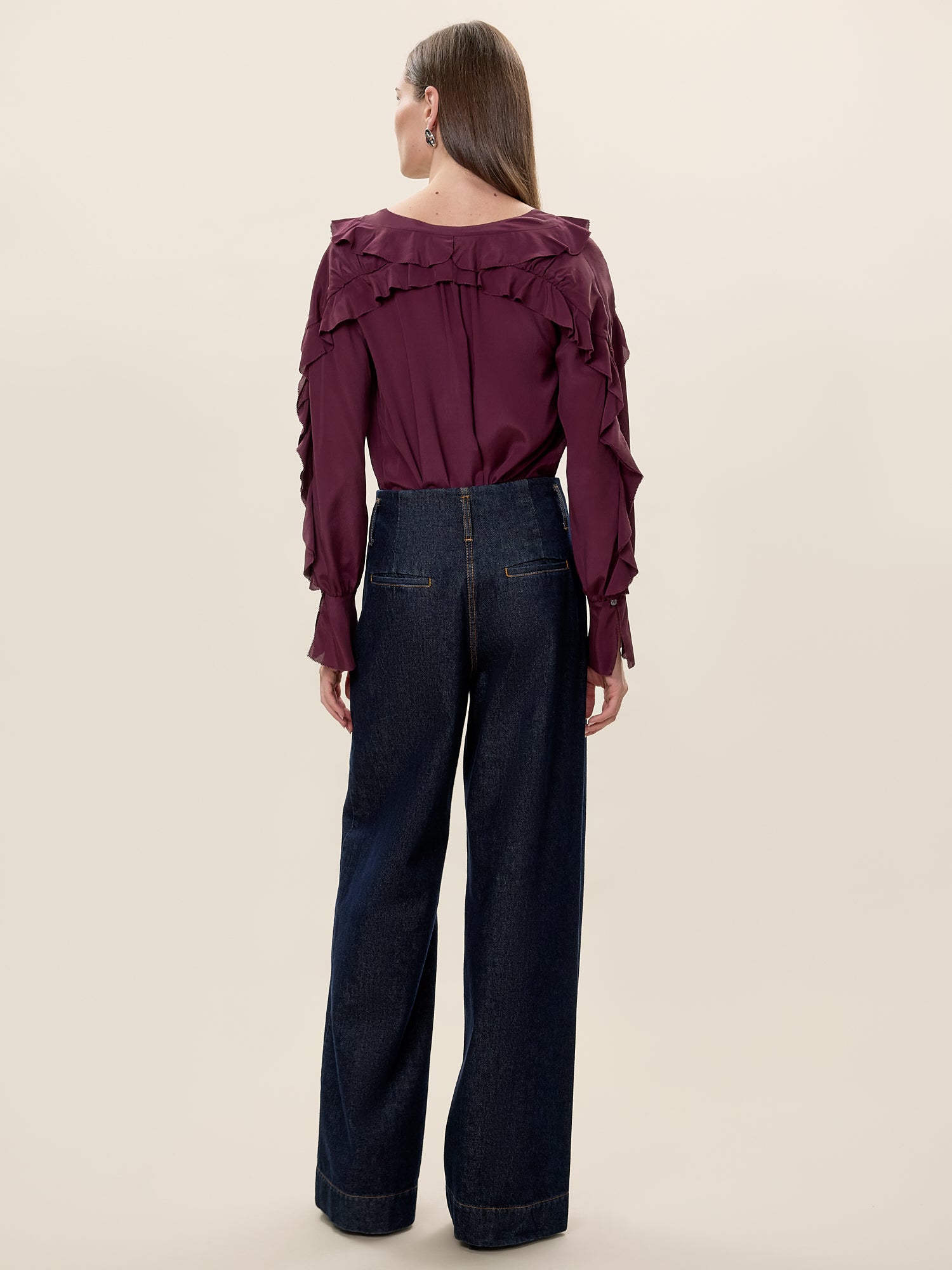 Lillith Ruffle Blouse in Mulberry by Rebecca Taylor