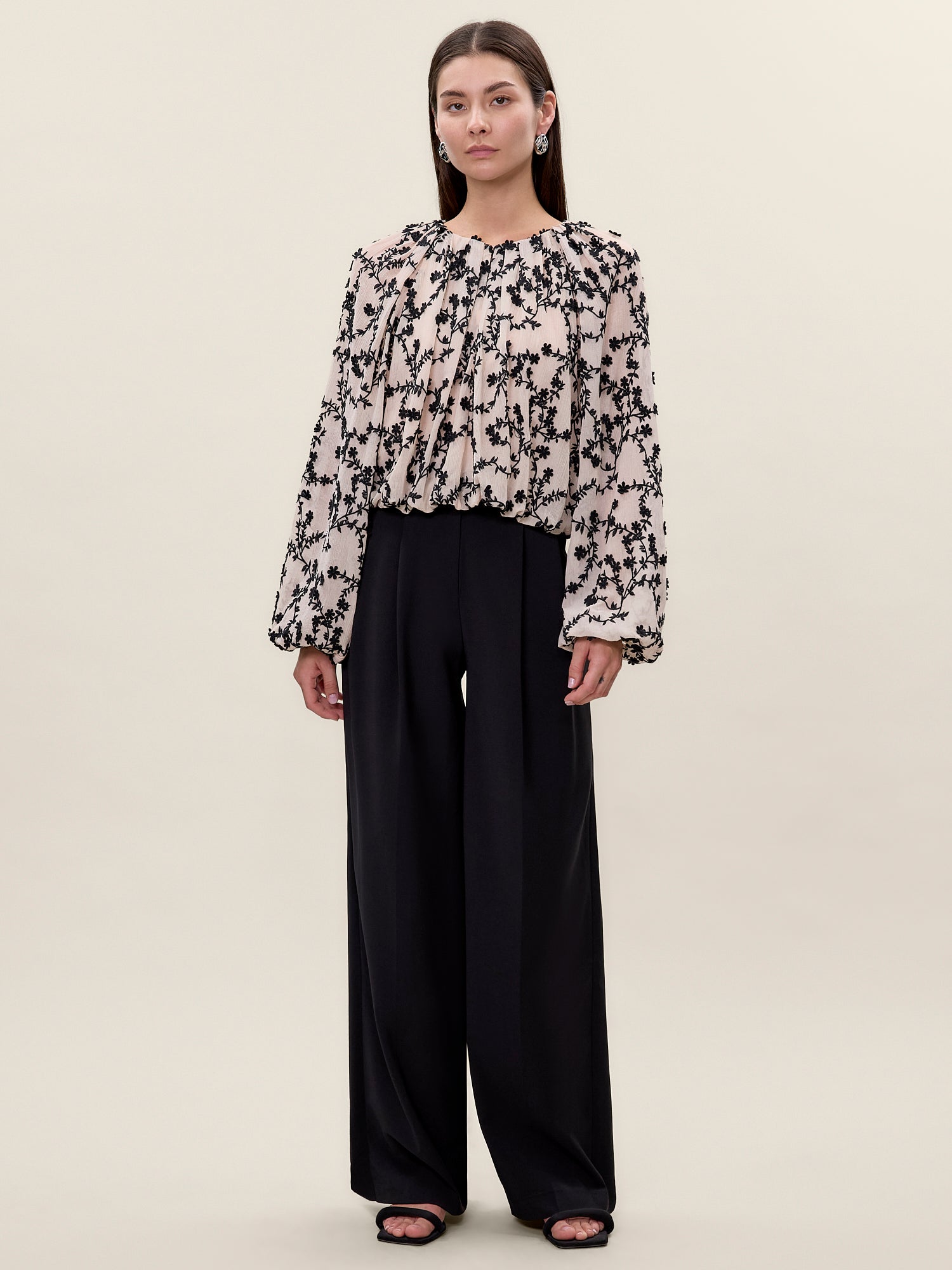 Marisol Bubble Top in Antique White/Black by Rebecca Taylor