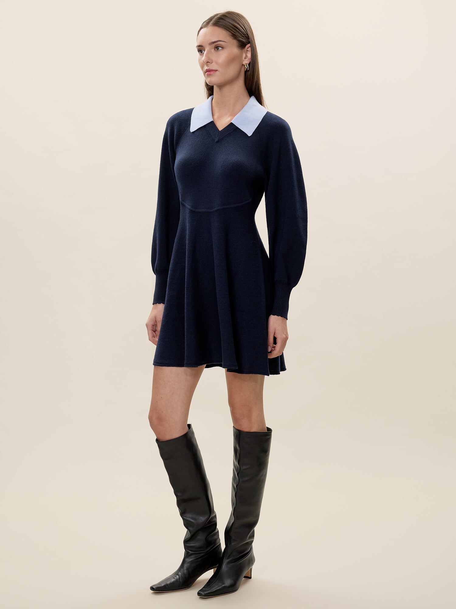 Rhea Sweater Dress in Navy by Rebecca Taylor