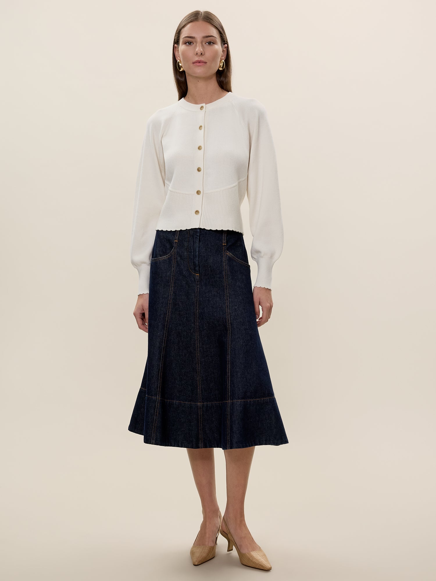 Rhea Knit Cardigan in Ivory by Rebecca Taylor