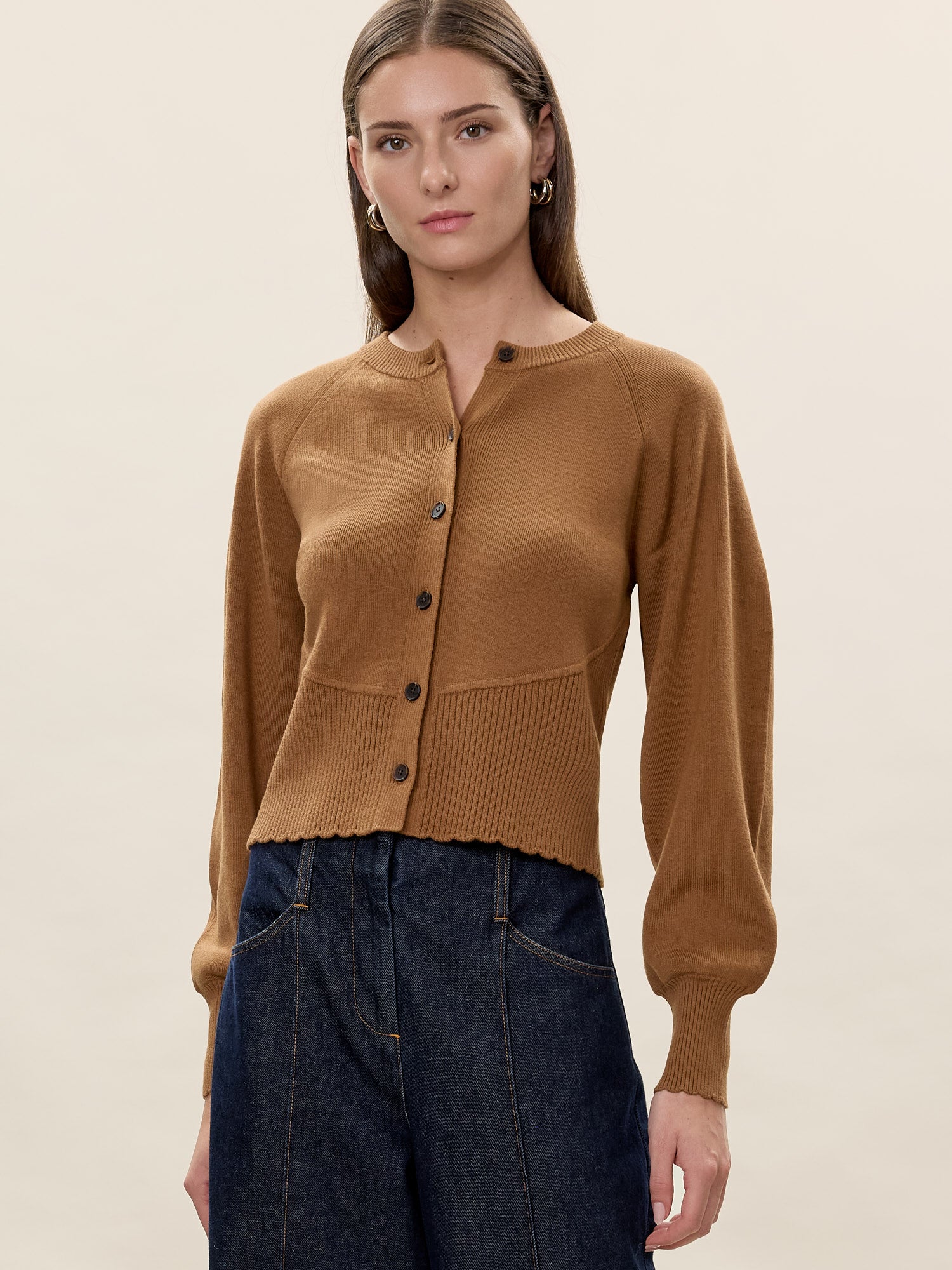 Rhea Knit Cardigan in Tobacco by Rebecca Taylor