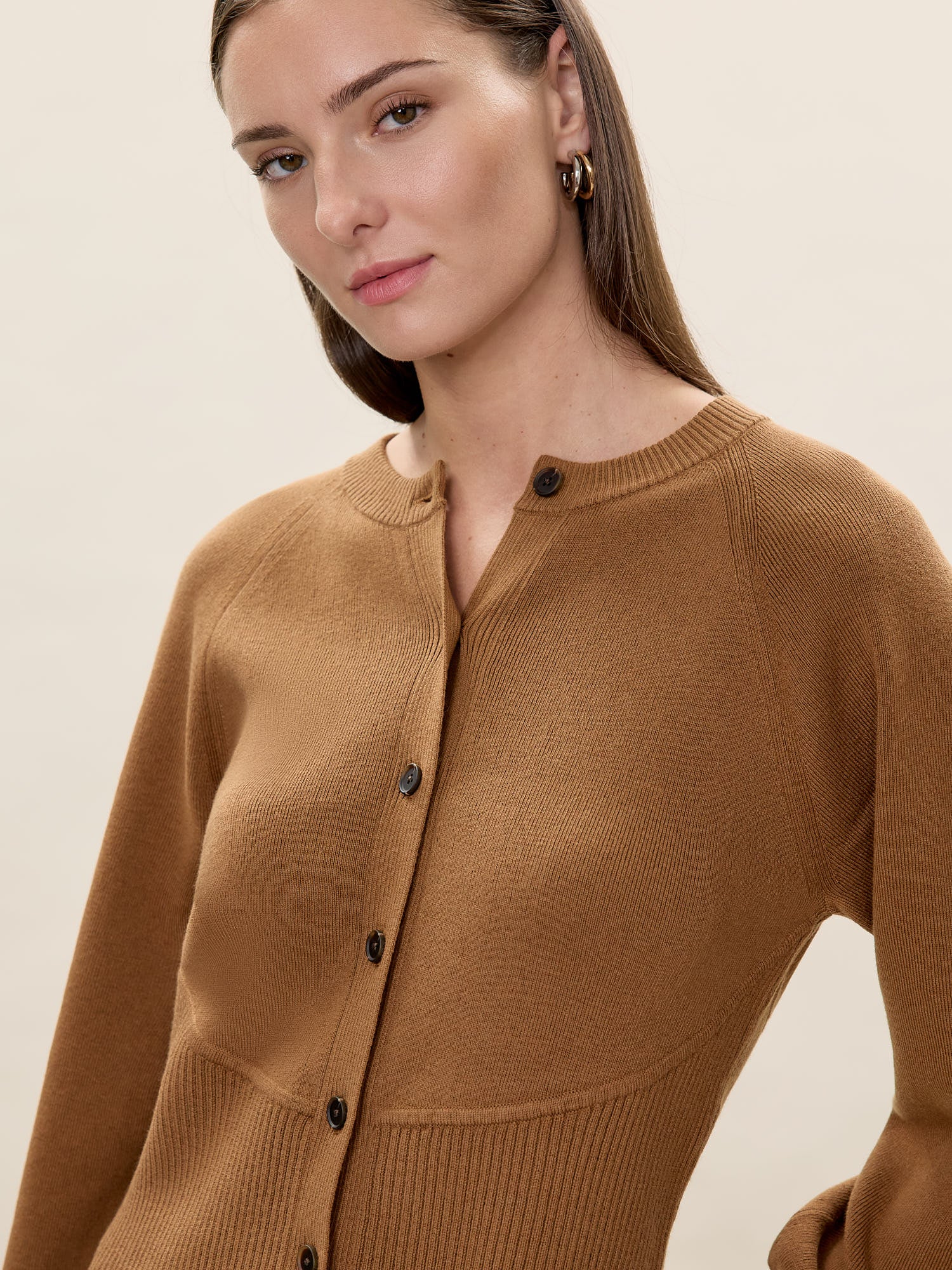 Rhea Knit Cardigan in Tobacco by Rebecca Taylor