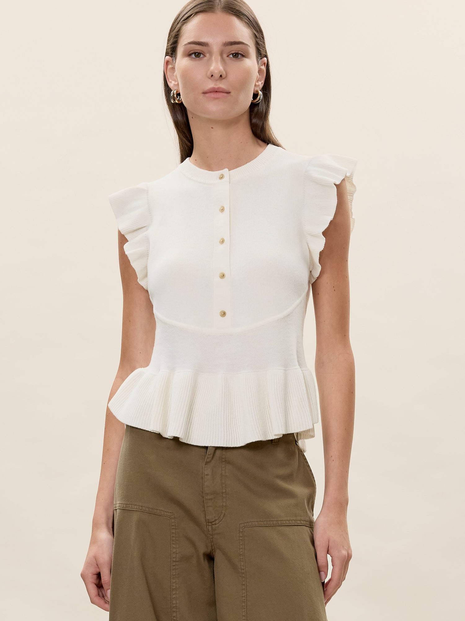 Rhea Knit Sweater in Ivory by Rebecca Taylor