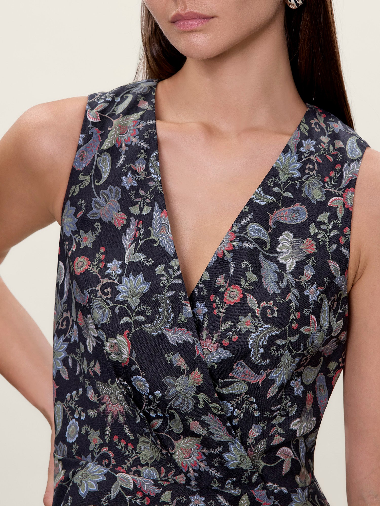 Aurelia Stretch Linen Dress in Navy Multi by Rebecca Taylor