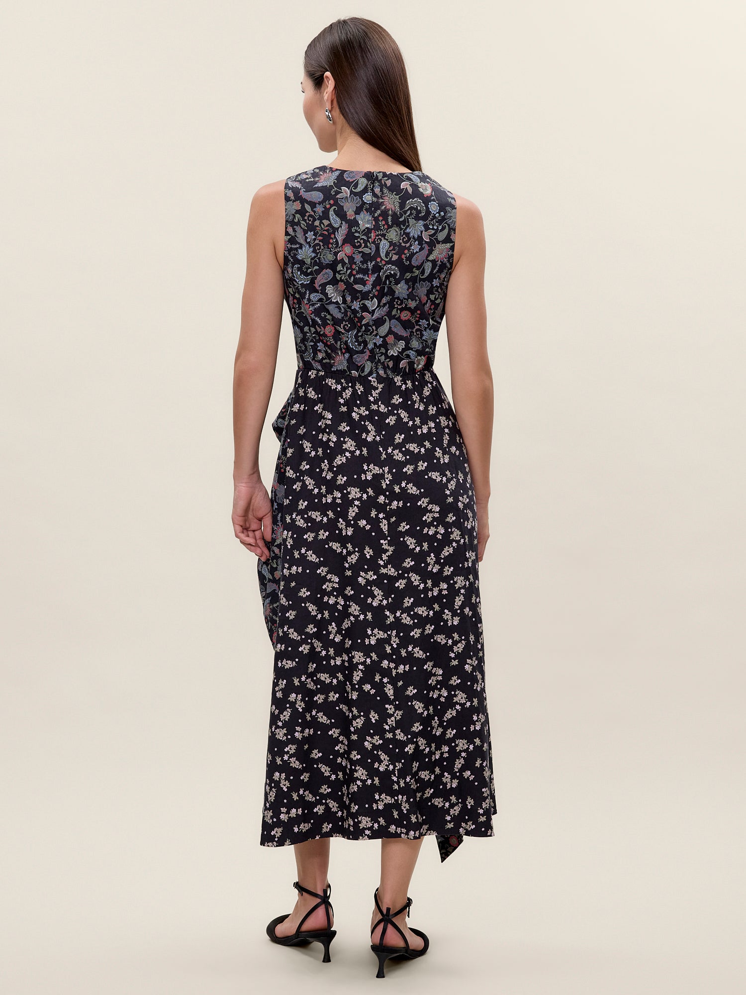 Aurelia Stretch Linen Dress in Navy Multi by Rebecca Taylor