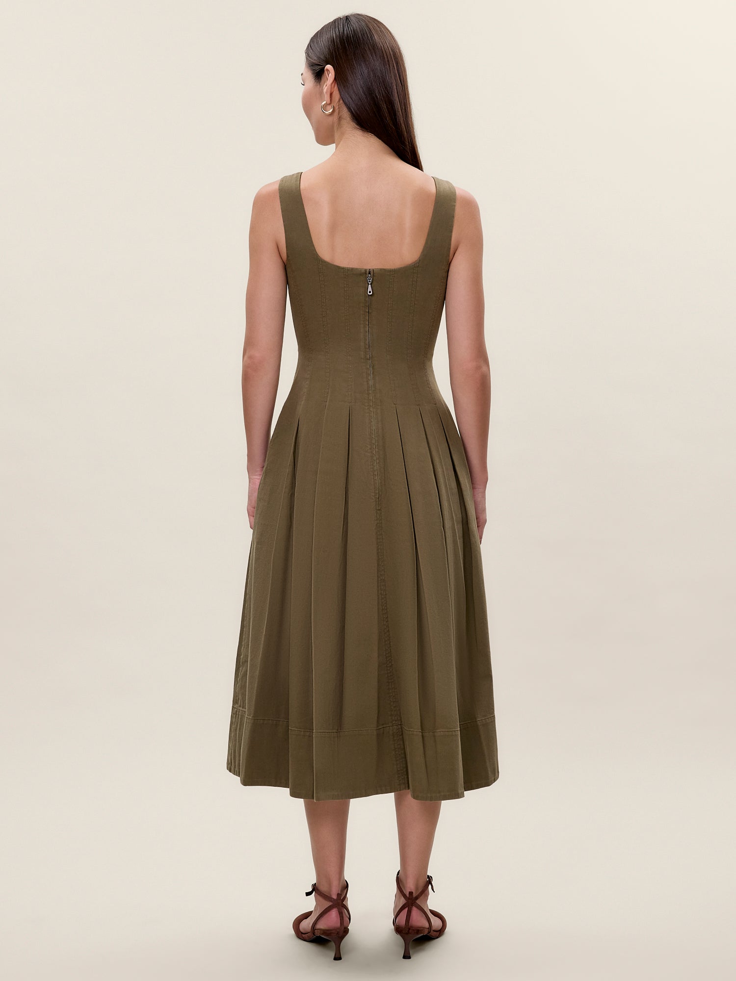 Edith Garment Dyed Dress in Olive by Rebecca Taylor