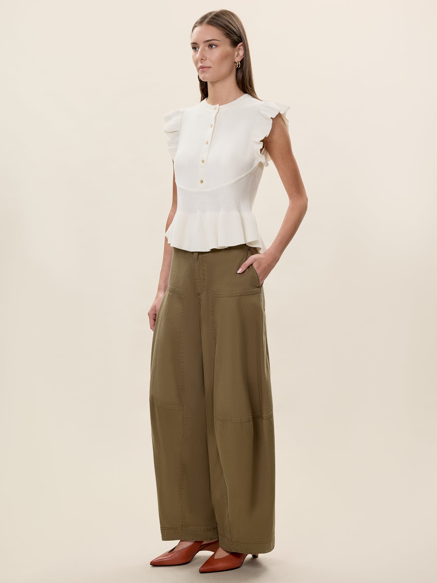 Edith Garment Dyed Jean in Olive by Rebecca Taylor