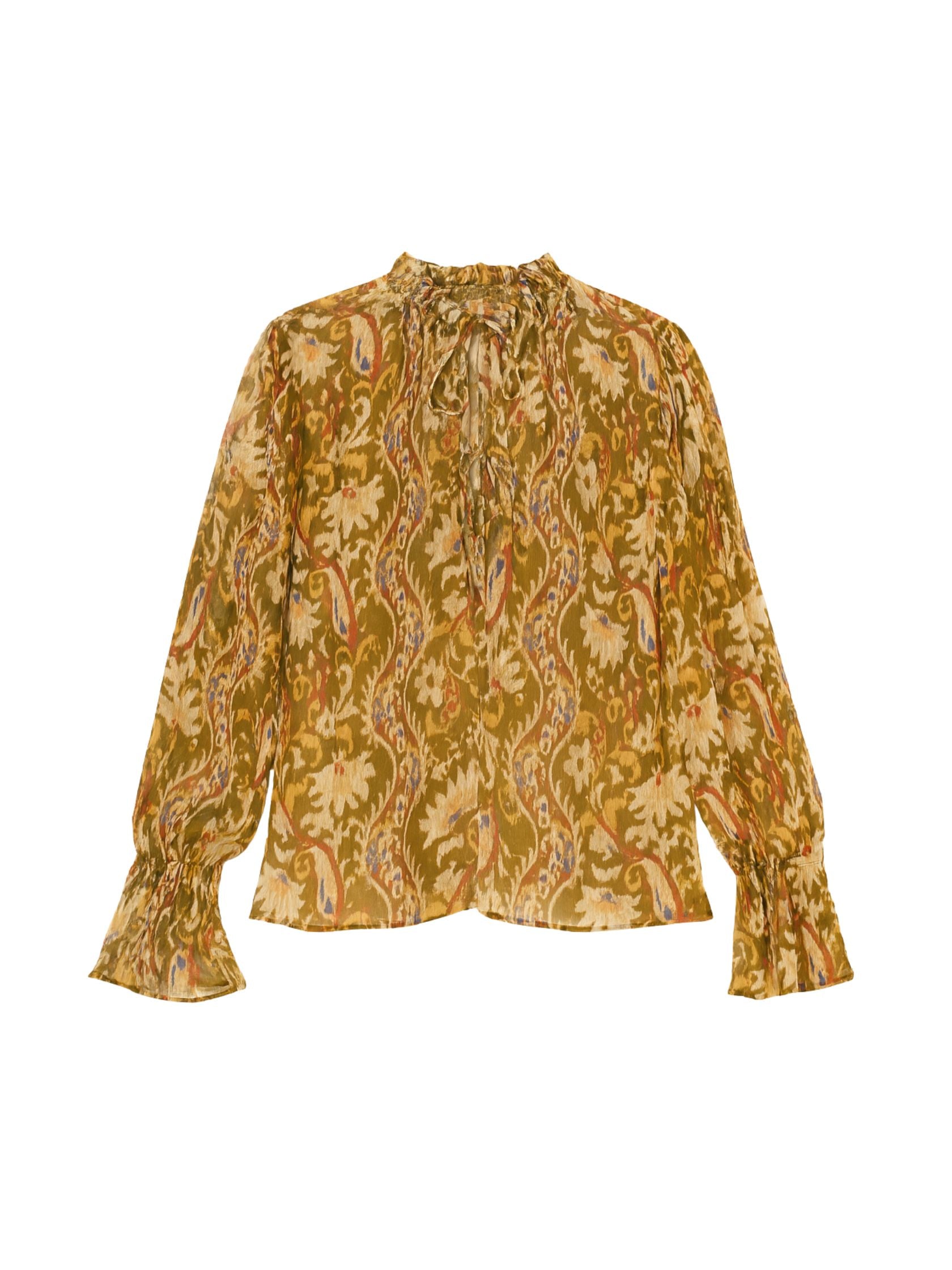 Isha Printed Blouse in Pesto Combo by Rebecca Taylor