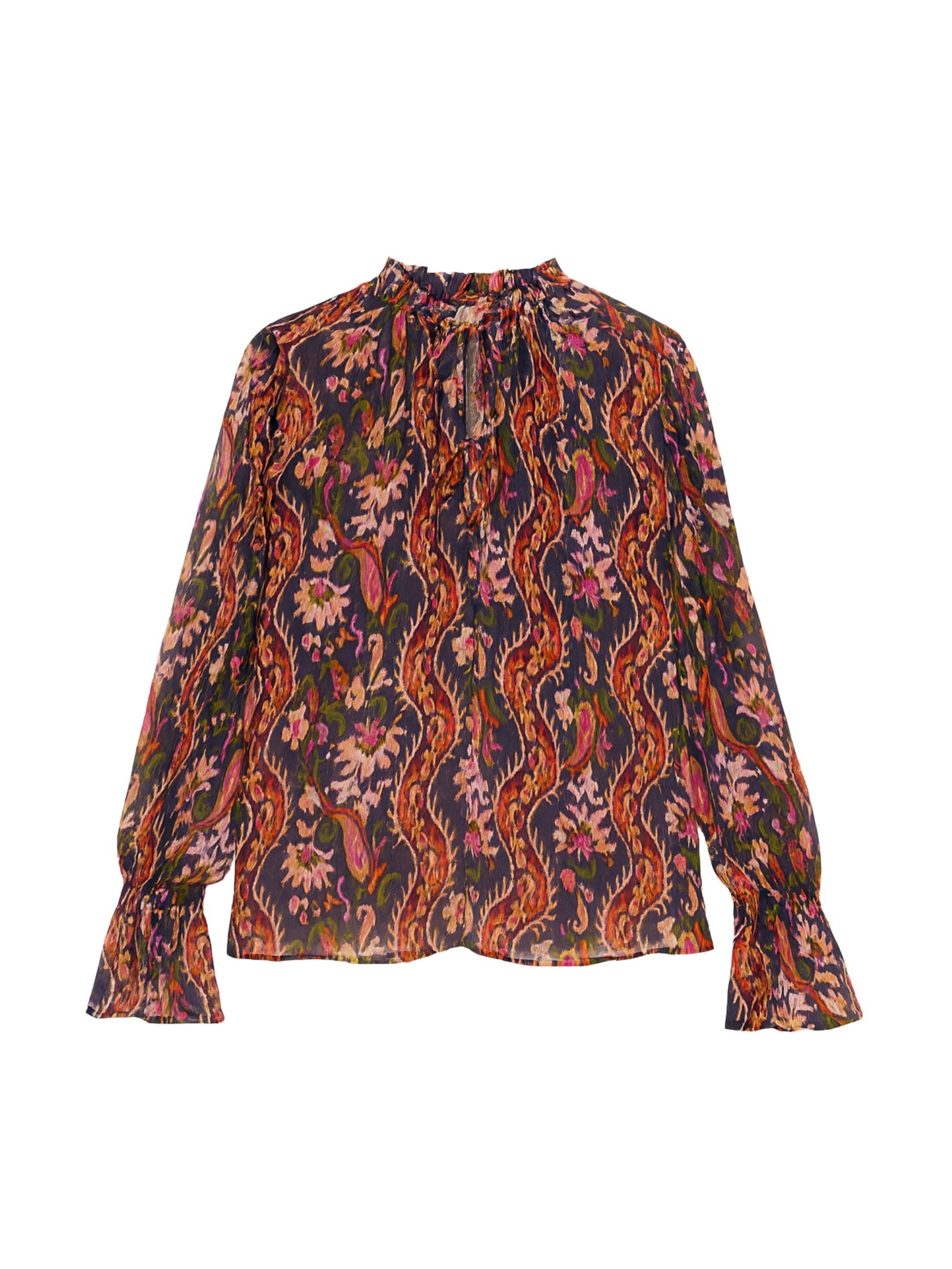 Isha Printed Blouse in Navy Combo by Rebecca Taylor
