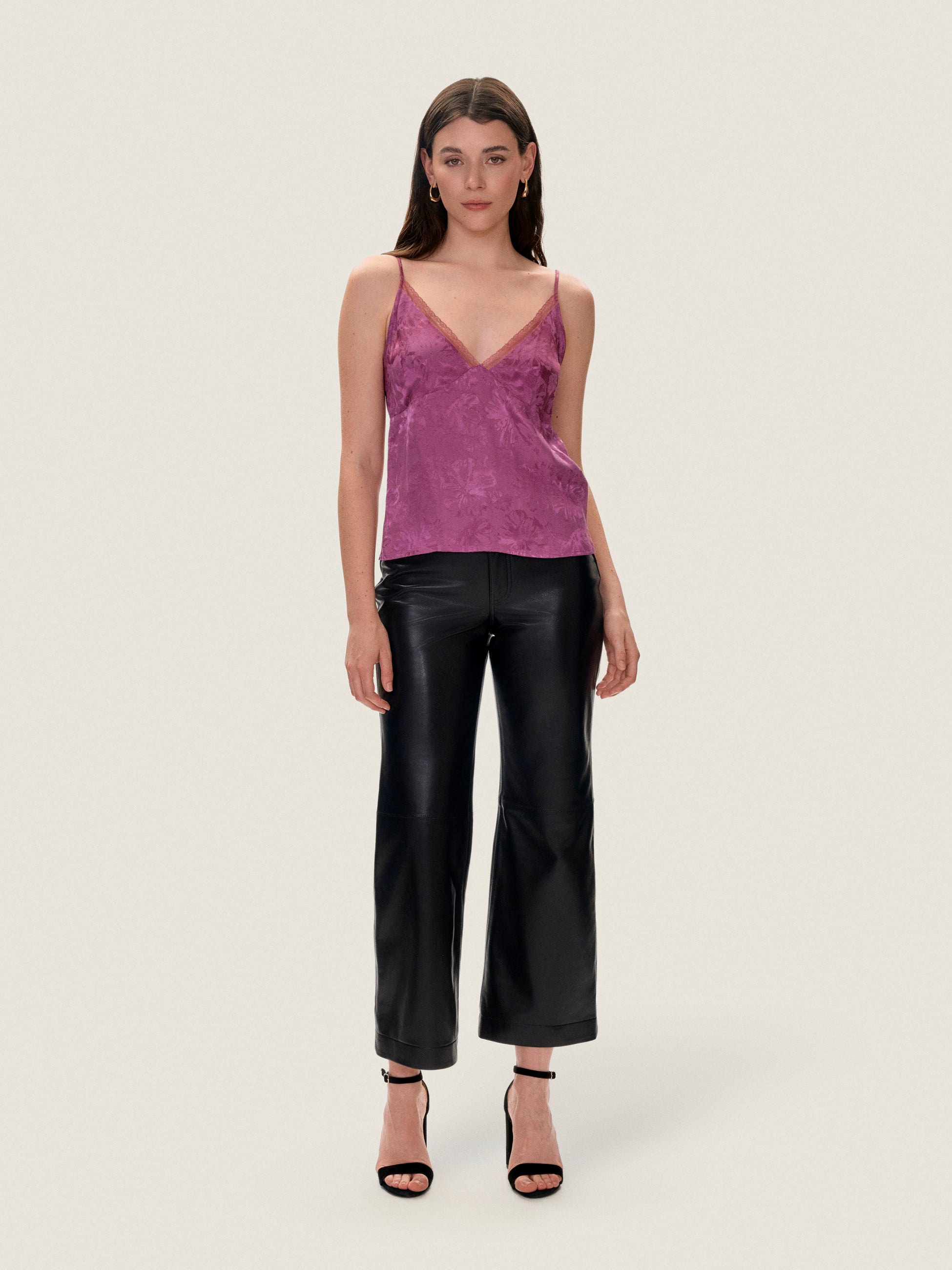 Amber Jacquard Cami in Plum by Rebecca Taylor
