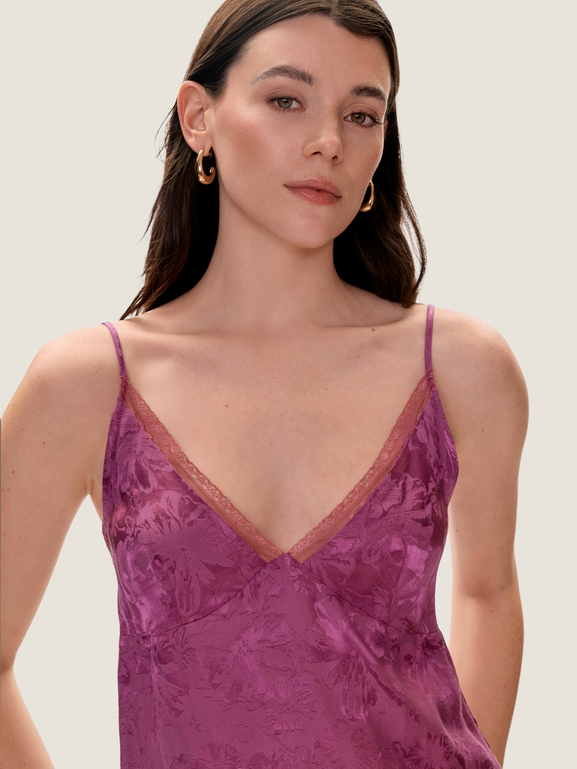 Amber Jacquard Cami in Plum by Rebecca Taylor