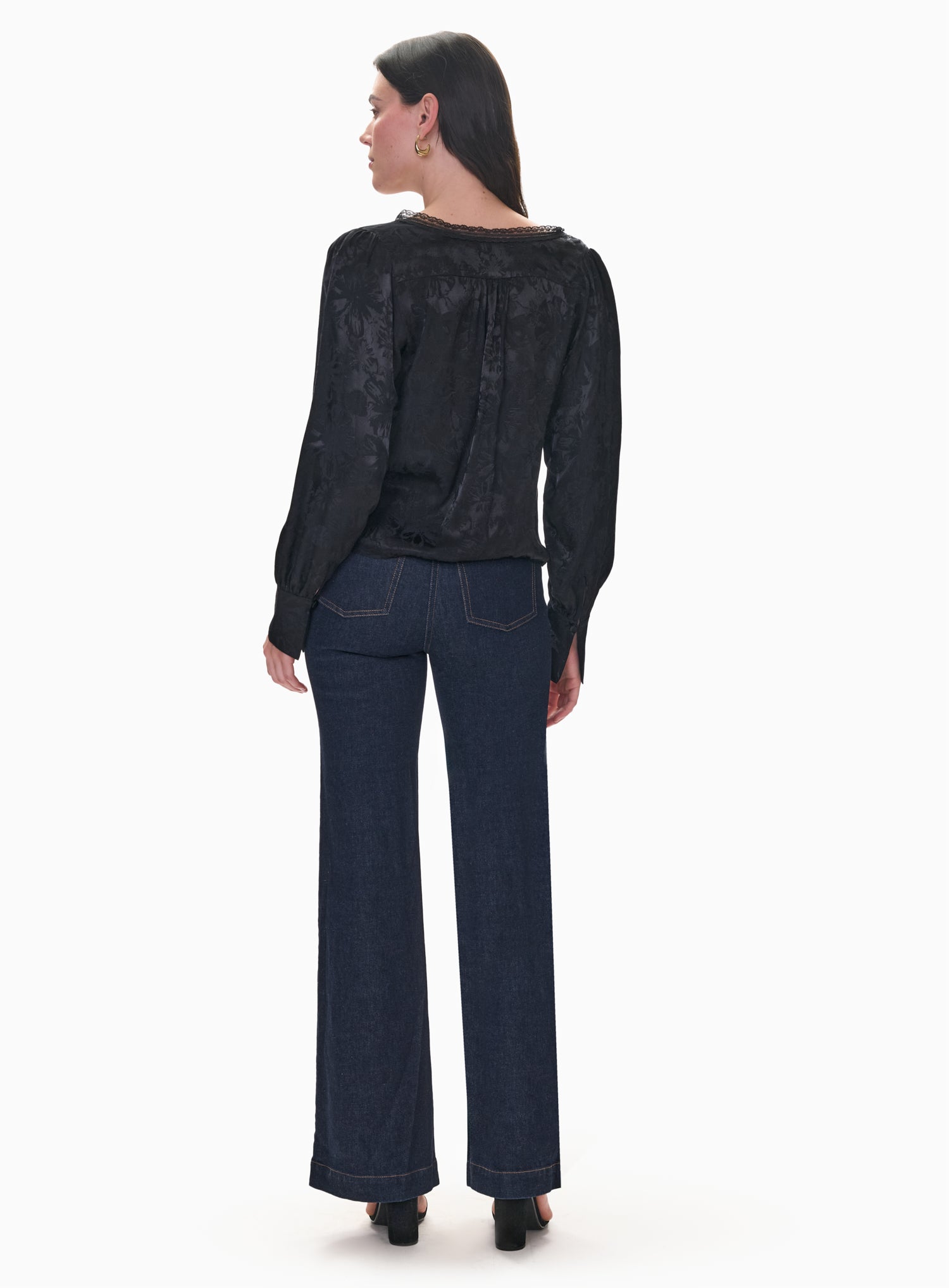 Audrey Jacquard Blouse in Noir by Rebecca Taylor