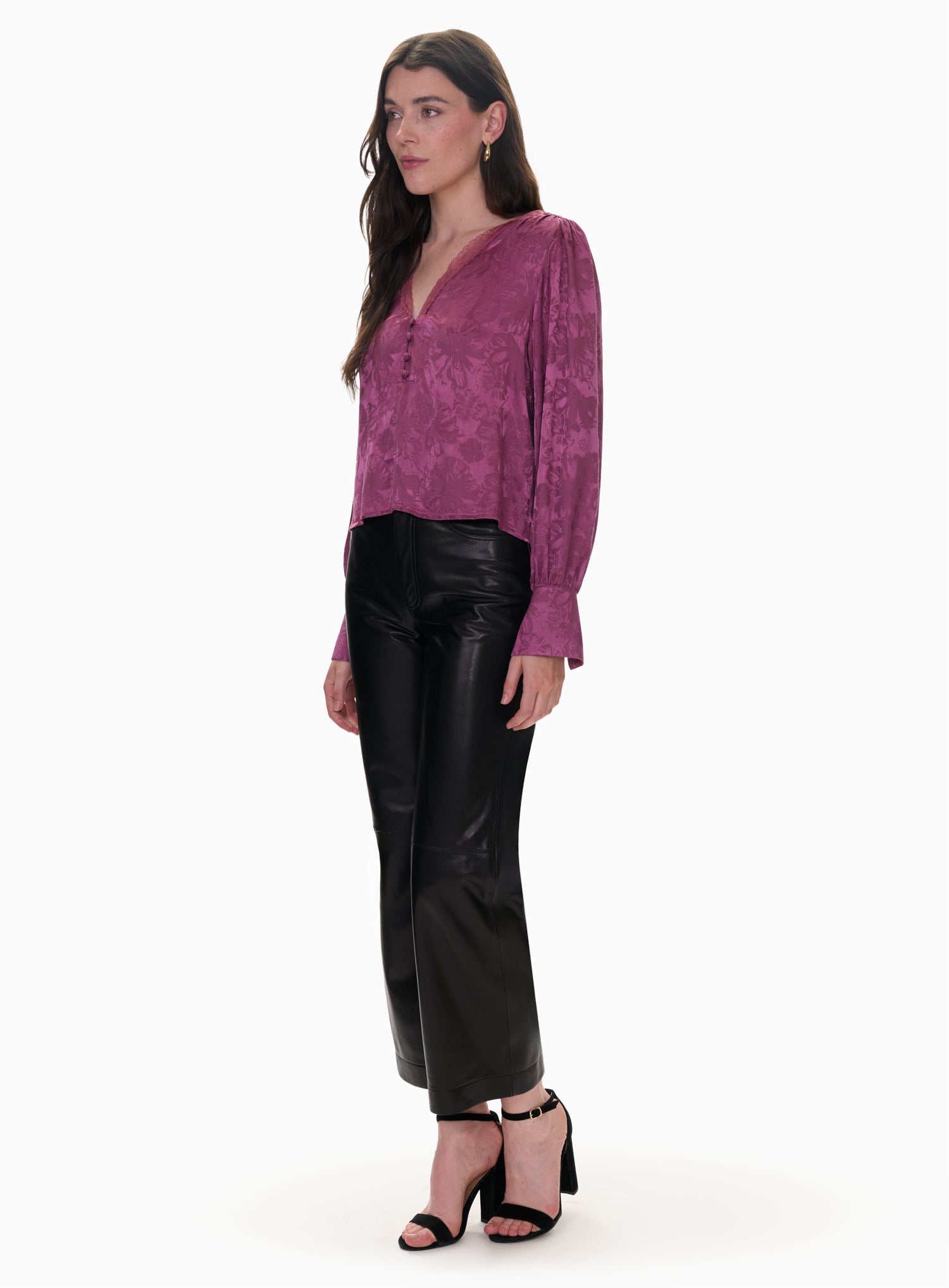 Audrey Jacquard Blouse in Plum by Rebecca Taylor