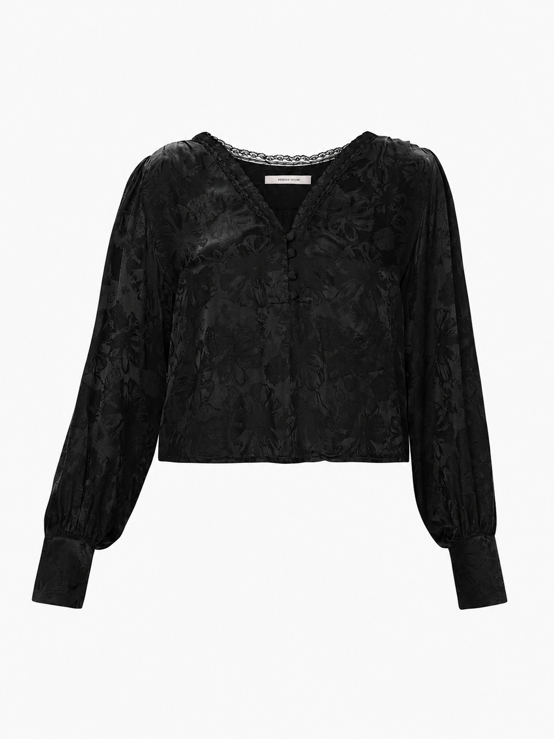 Audrey Jacquard Blouse in Noir by Rebecca Taylor