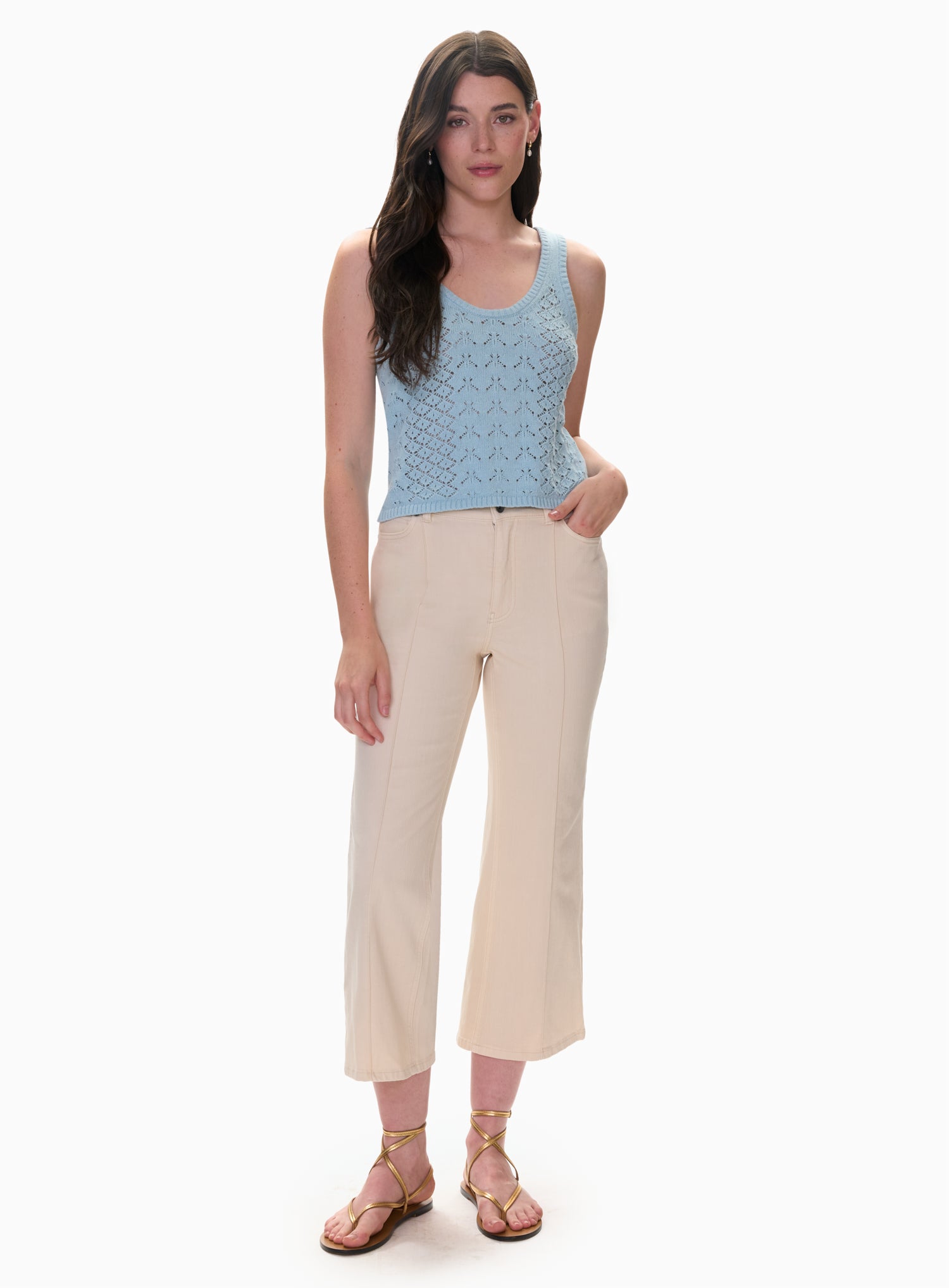 Hannah Pointelle Tank in Seafoam by Rebecca Taylor