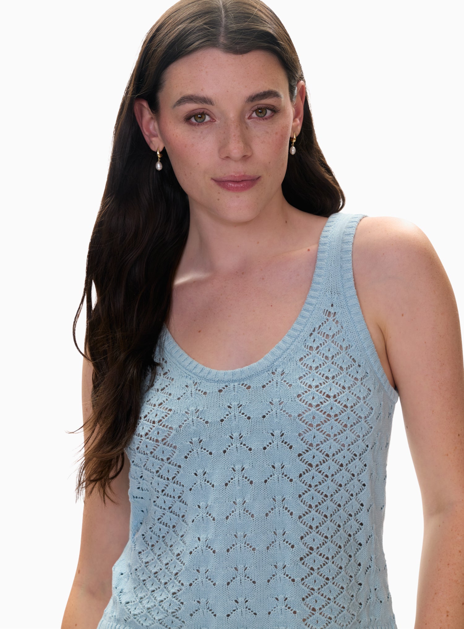 Hannah Pointelle Tank in Seafoam by Rebecca Taylor