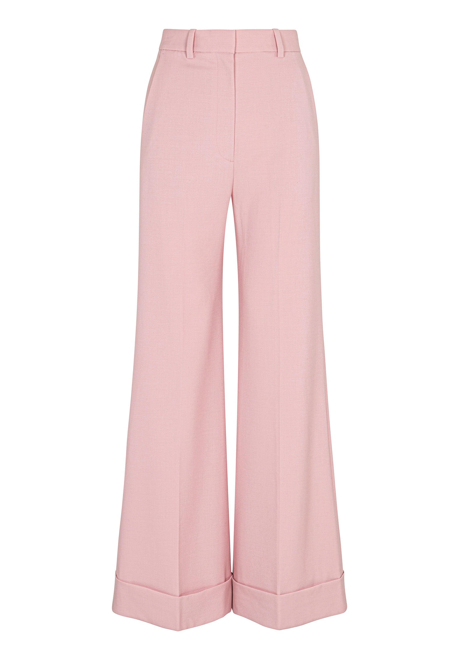 Pink High-Waist Suit Pants Calvary Twill Wide Leg Trouser in Calamine Pink by Rebecca Taylor