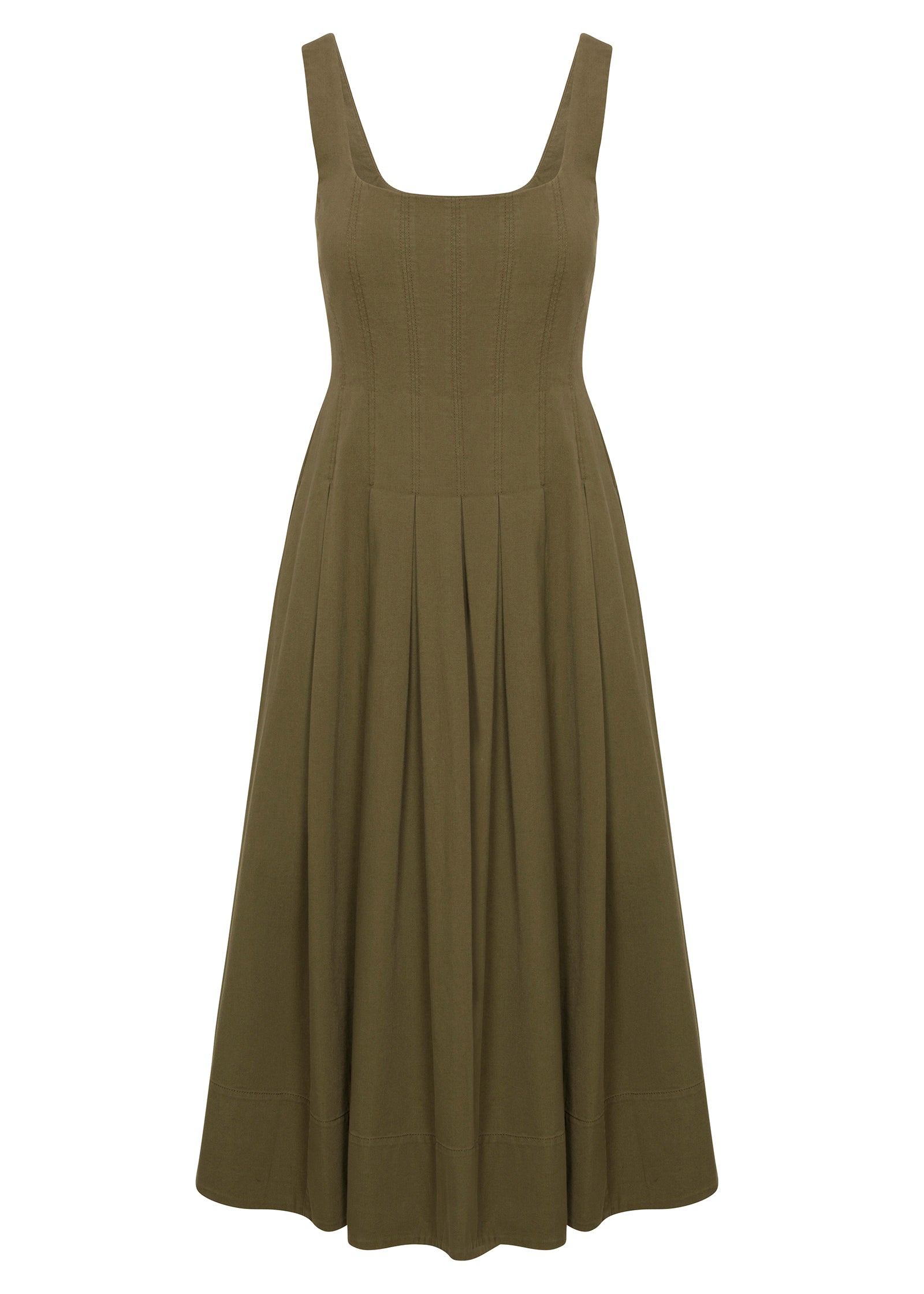 Edith Garment Dyed Dress in Olive by Rebecca Taylor