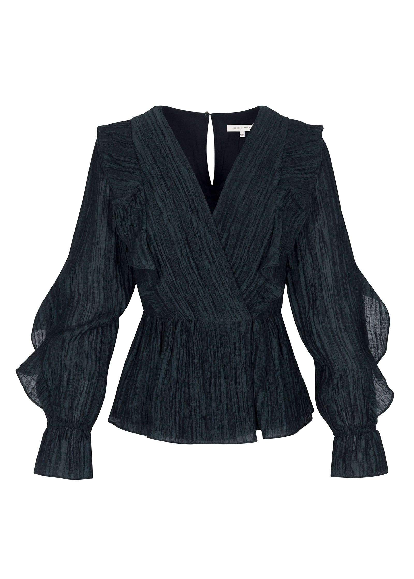 Olivia Ruffle Blouse in Graphite by Rebecca Taylor