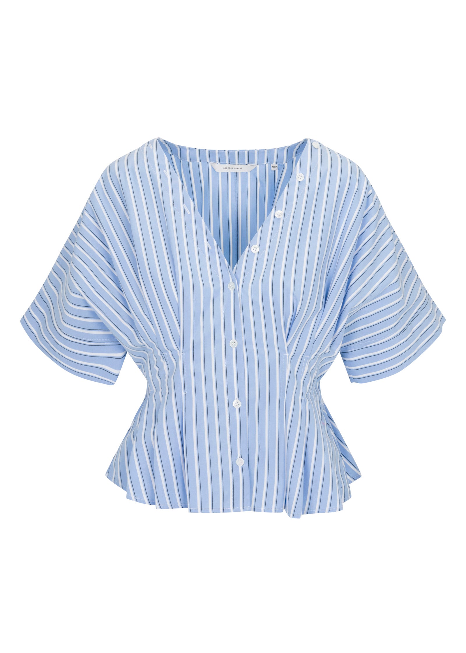 Priya Poplin Top in Blue Stripe by Rebecca Taylor