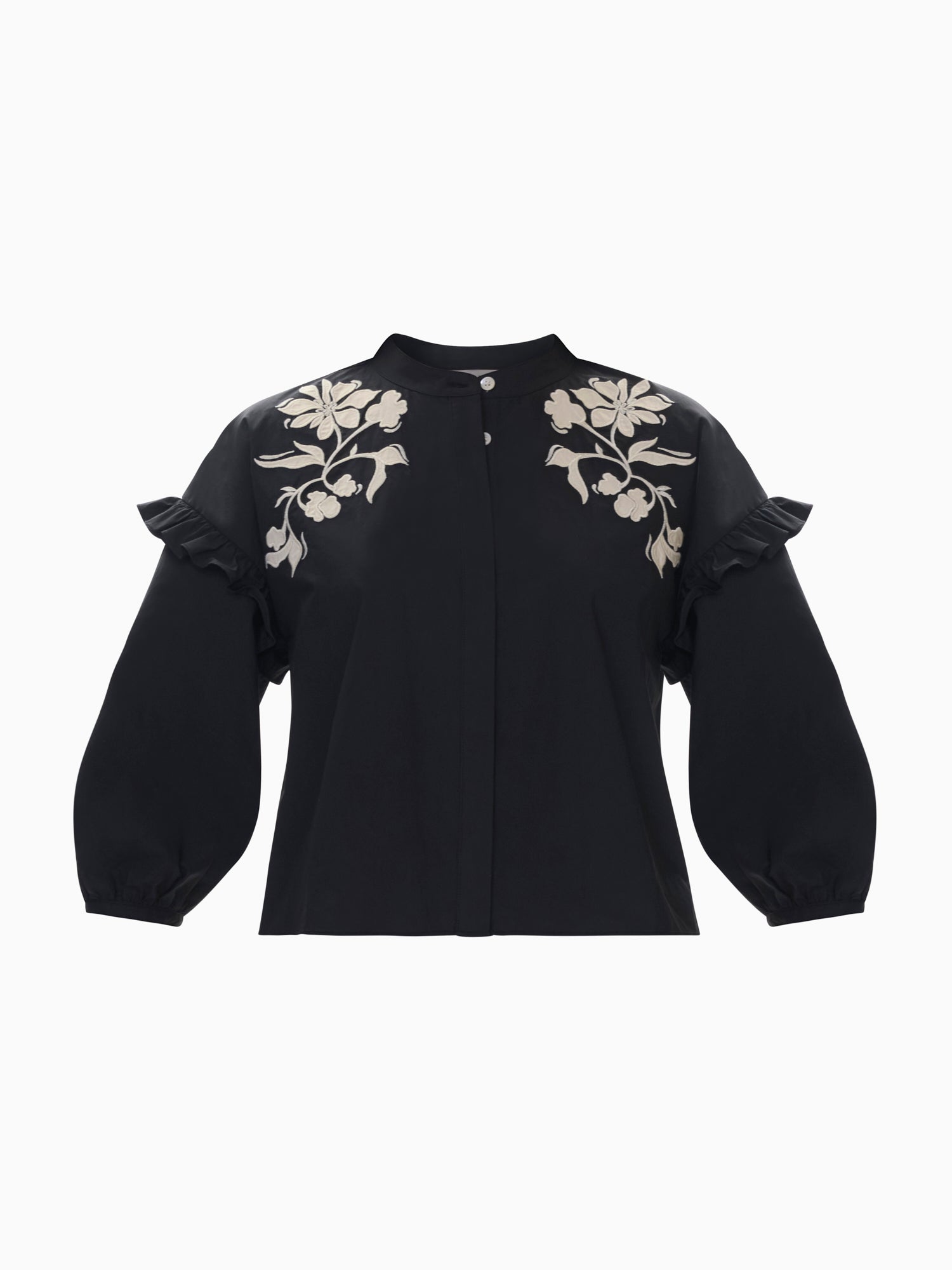 Lydia Applique Top in Noir by Rebecca Taylor