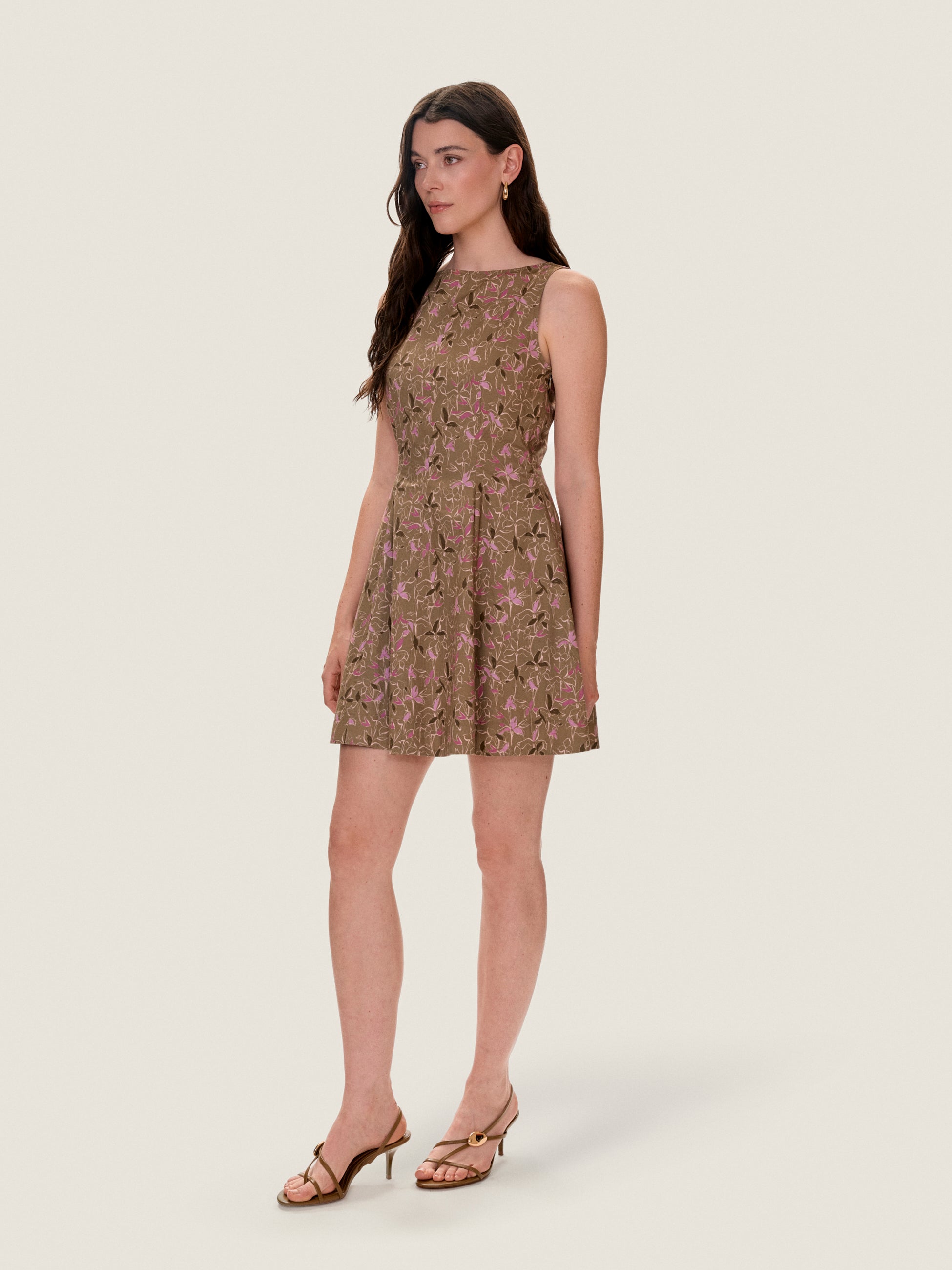 Madelyn Seamed Mini Dress in Olive Multi by Rebecca Taylor