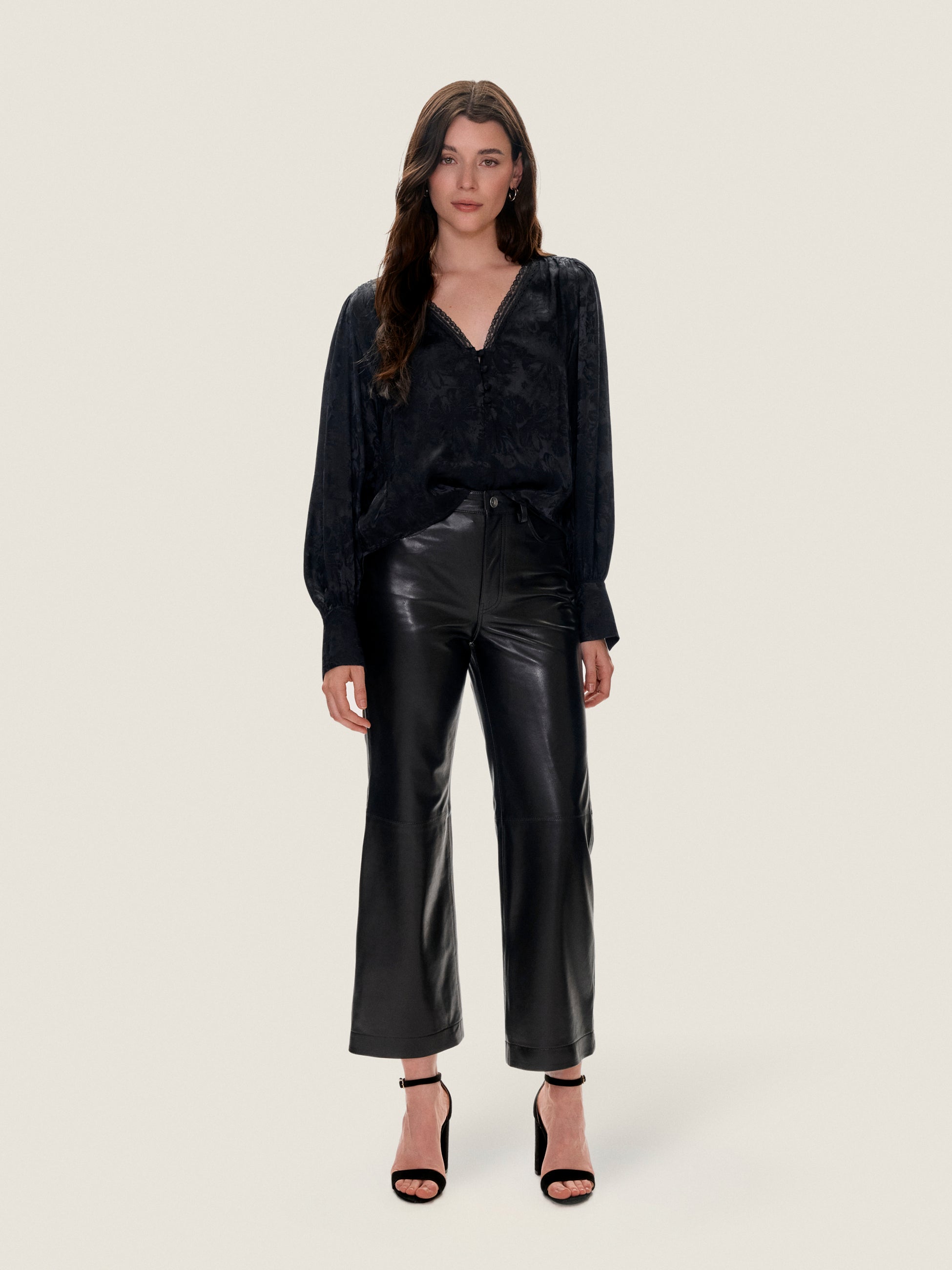 Madison Crop Kick Flare in Noir by Rebecca Taylor