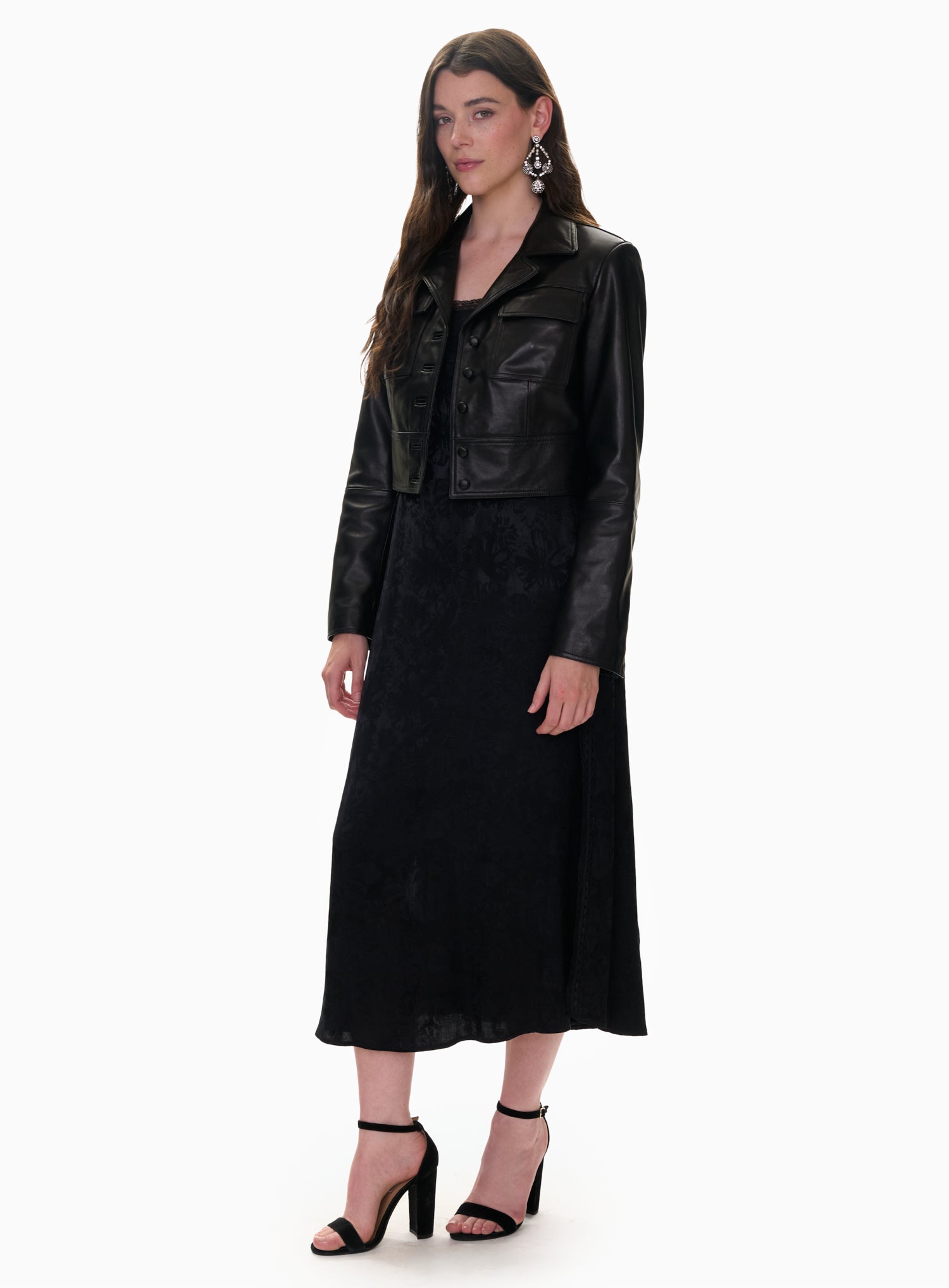 Piper Crop Leather Jacket in Noir by Rebecca Taylor