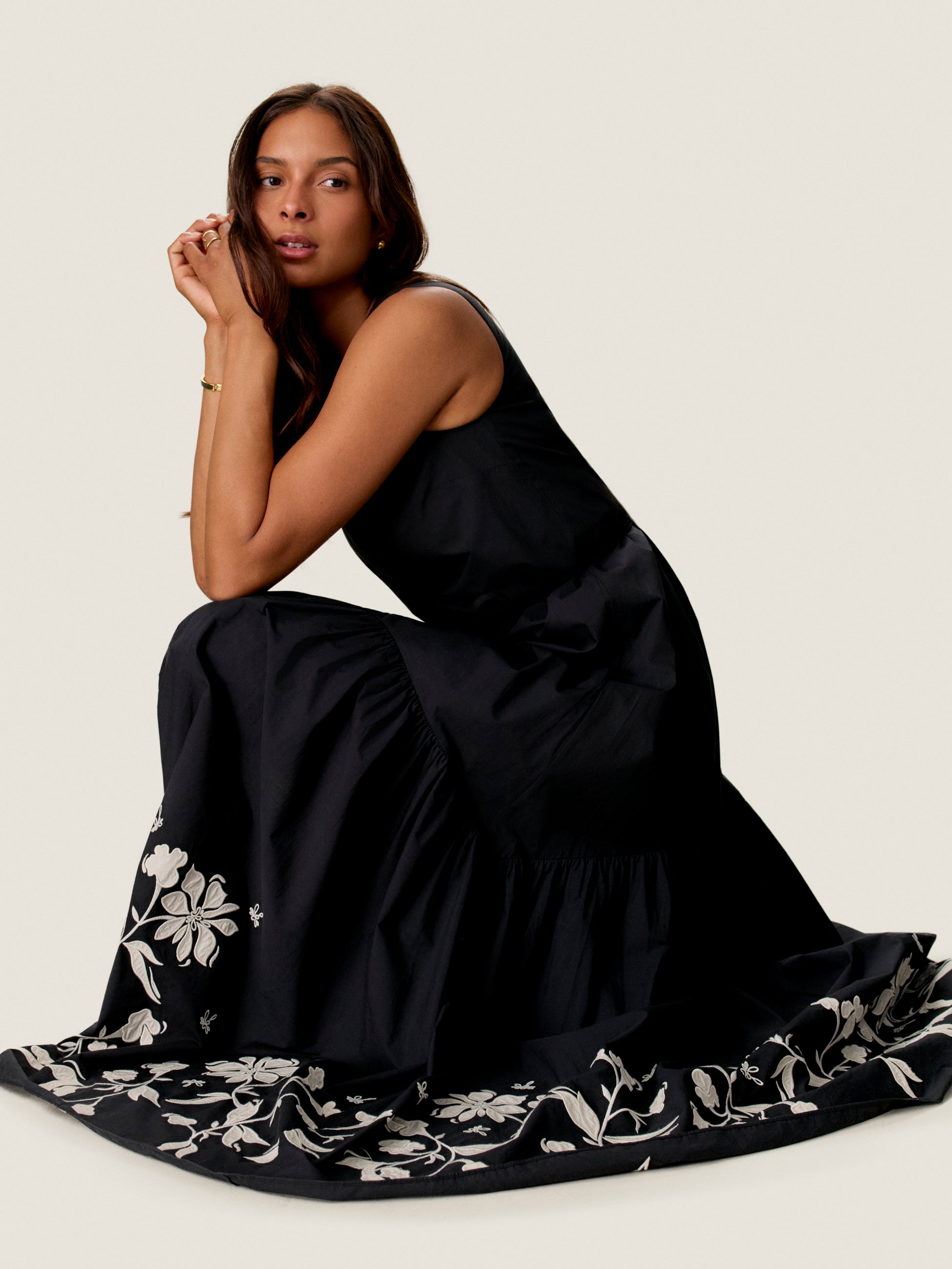 Quinn Applique Dress in Noir by Rebecca Taylor