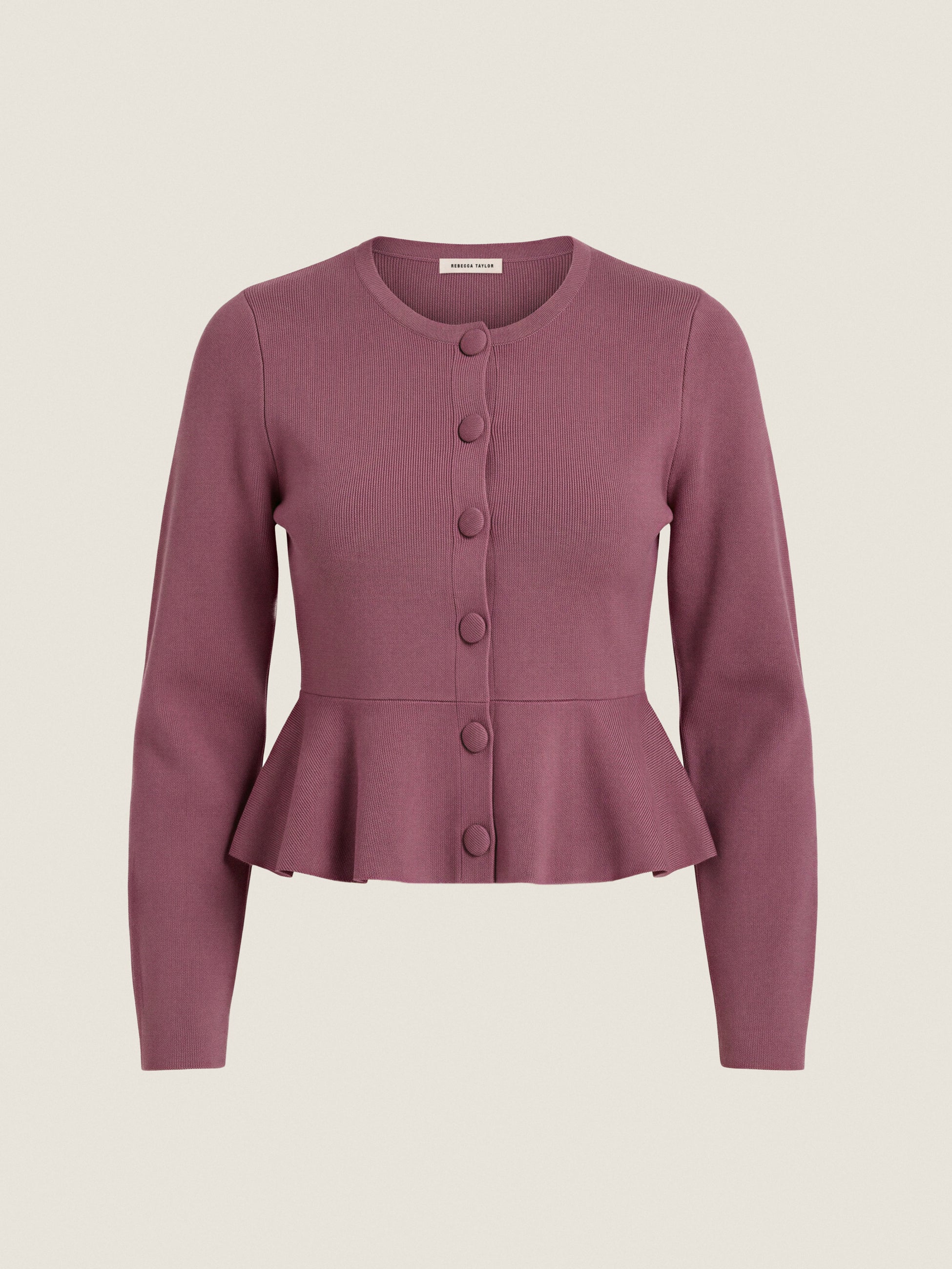 Jocelyn Peplum Cardigan in Soft Plum by Rebecca Taylor