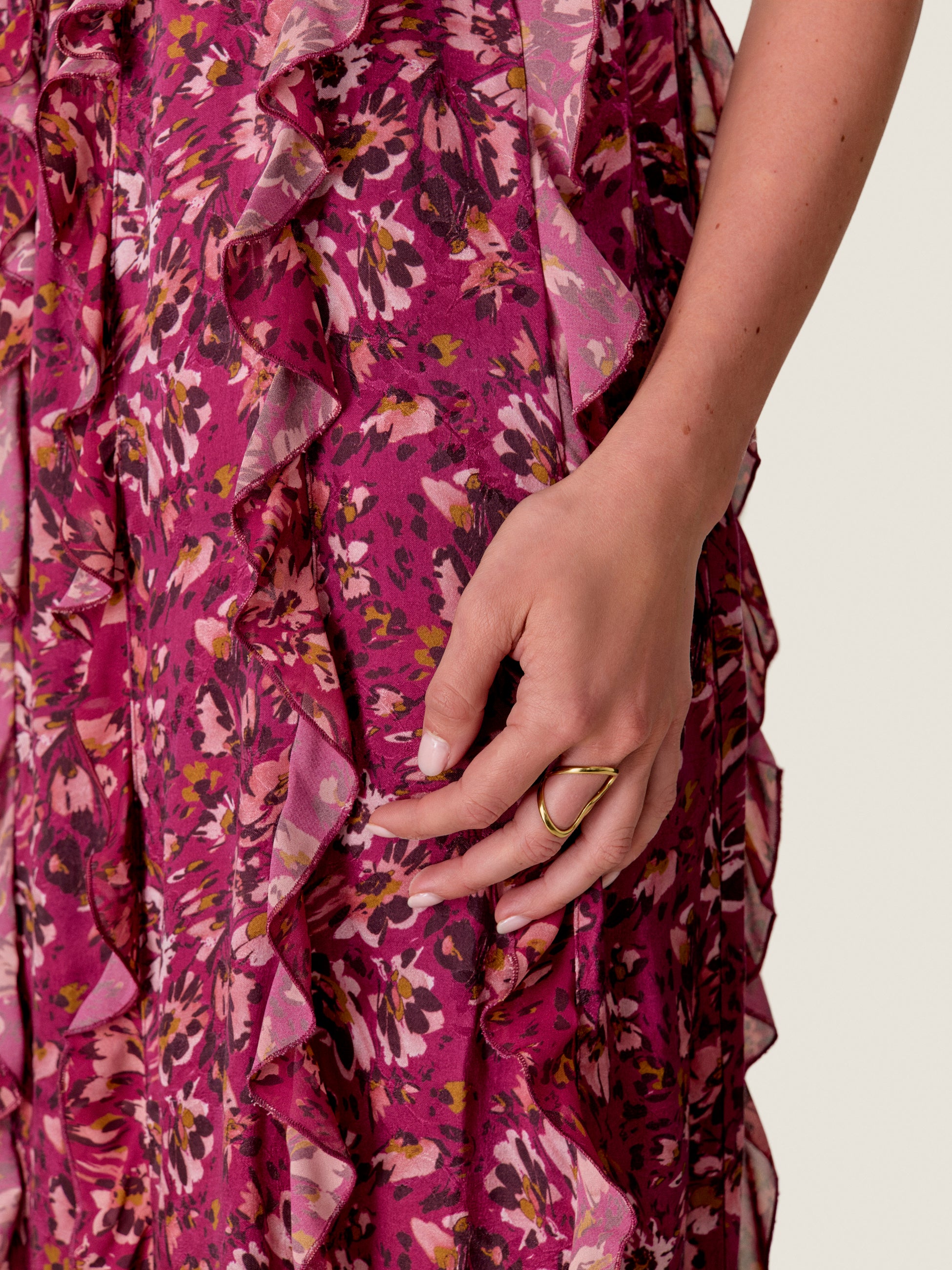 Tessa Ruffle Dress in Cranberry Multi by Rebecca Taylor