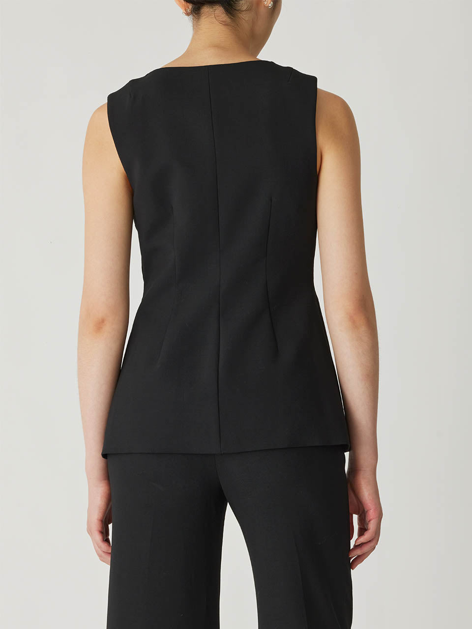 Black Tailored Buttoned Vest Refined Suiting Button Front Vest in Black by Rebecca Taylor