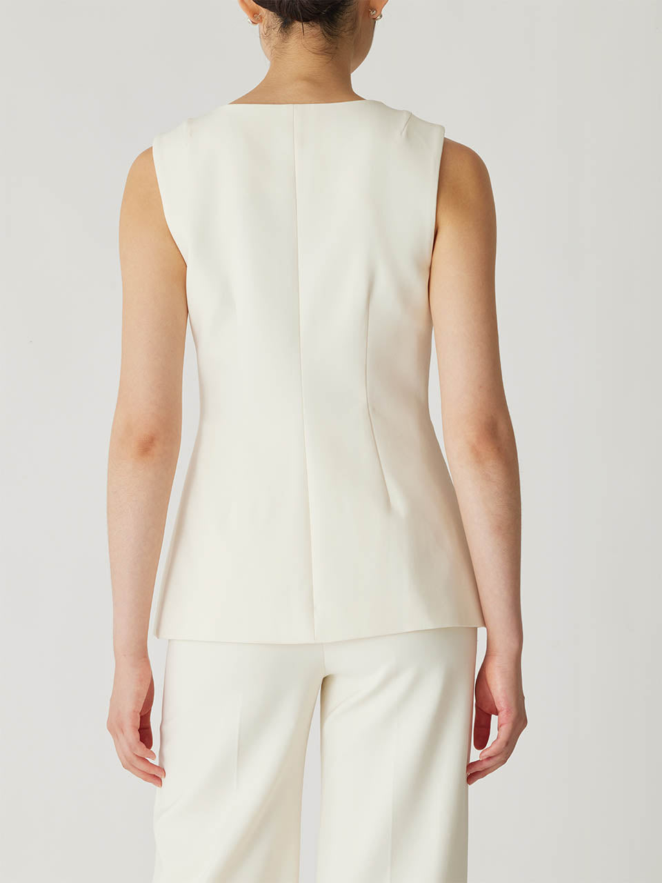 Cream Tailored Buttoned Vest Refined Suiting Button Front Vest in Cream by Rebecca Taylor