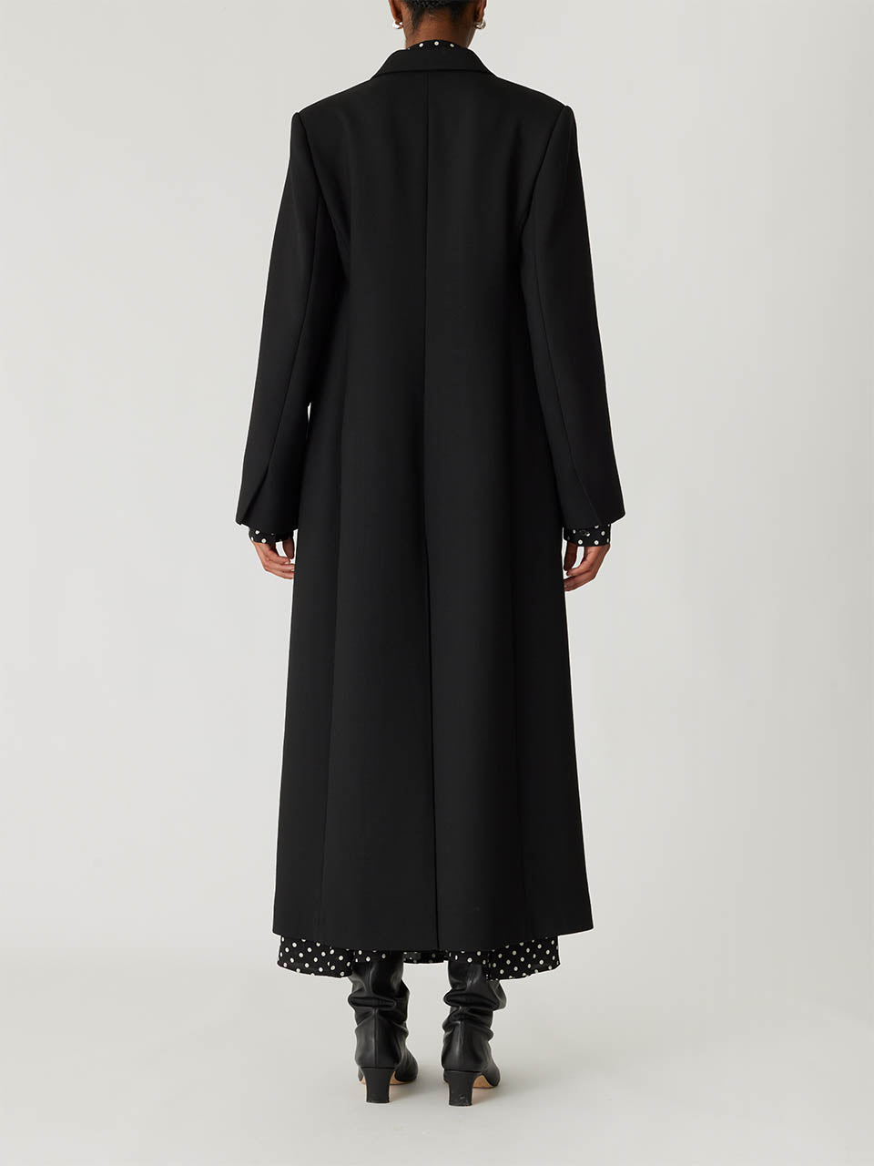 Black Double-Breasted Longline Coat Refined Suiting Crombie Coat in Black by Rebecca Taylor
