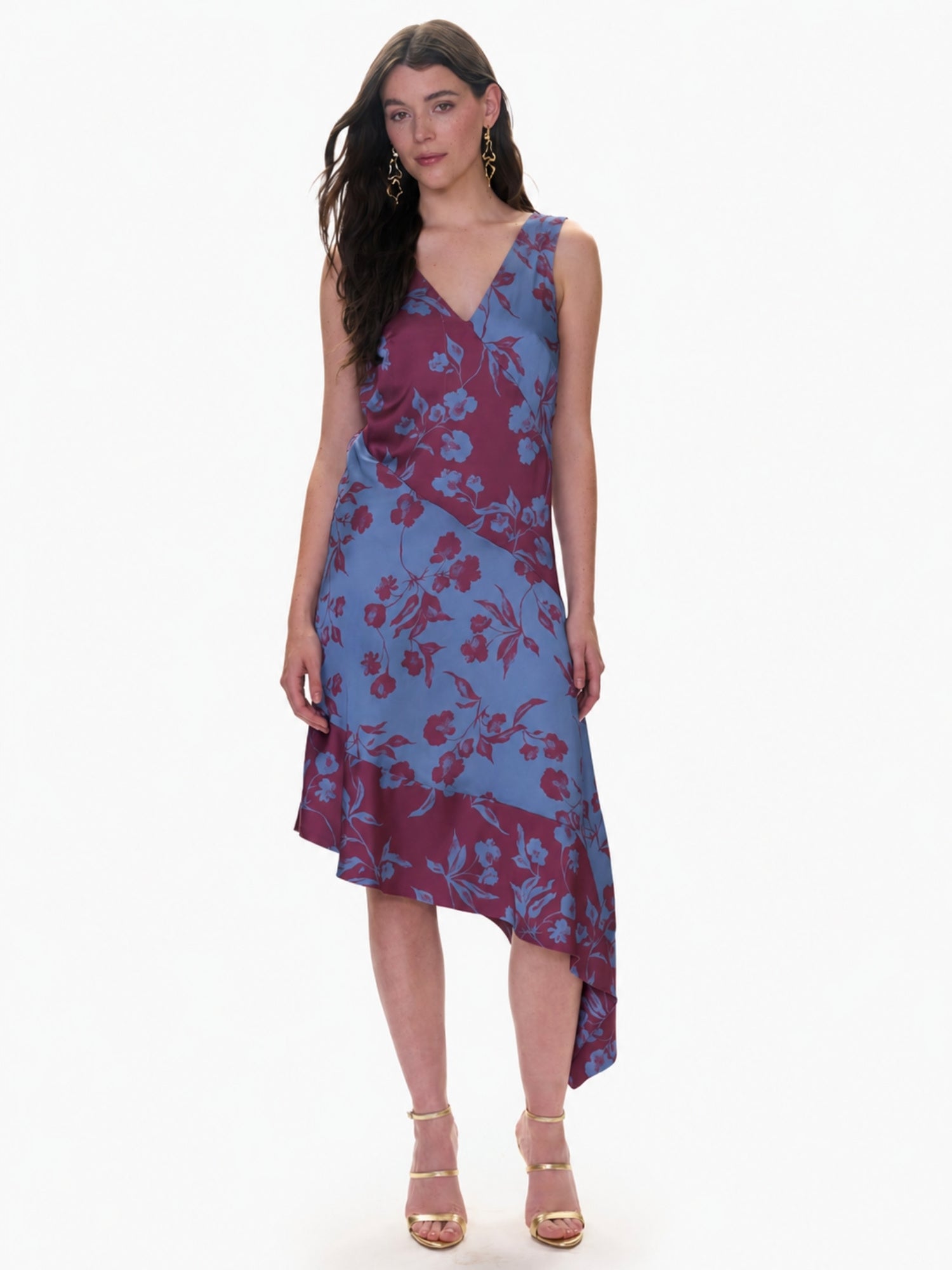 Harper Print Mix Dress in Cornflower/Plum Multi by Rebecca Taylor