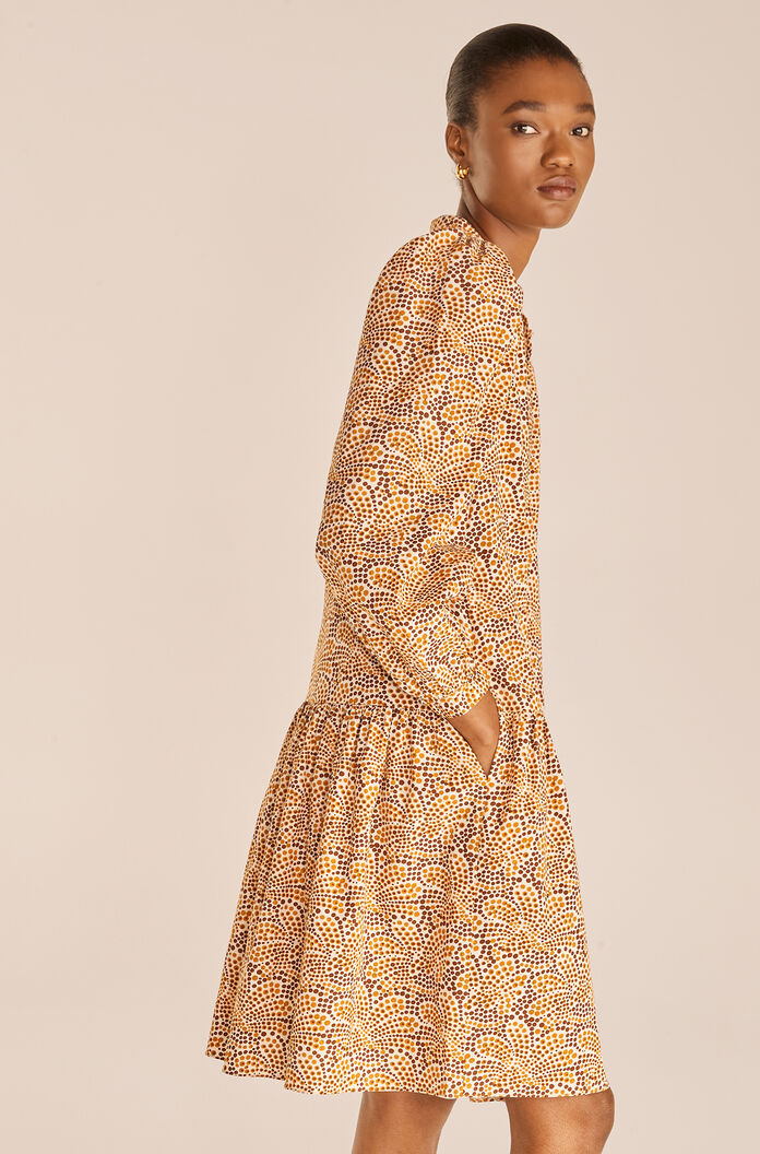 Speckled Fleur Puff Sleeve Dress in Speckled Fleur Marigold Combo by Rebecca Taylor