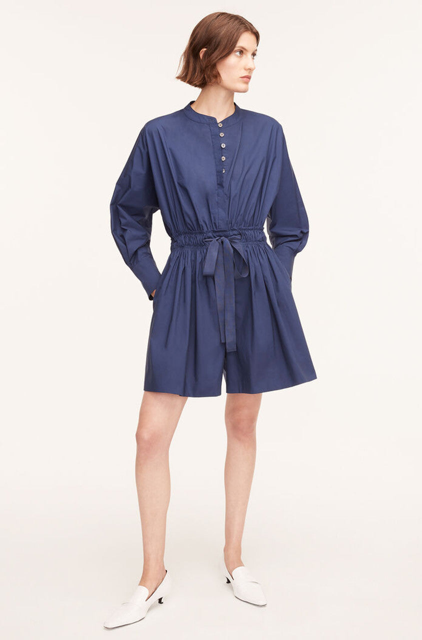 Poplin Long Sleeve Romper in Royal Blue by Rebecca Taylor