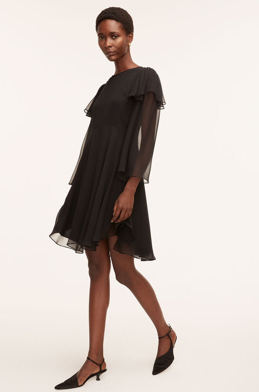 Ruffle Silk Chiffon Dress in Black by Rebecca Taylor
