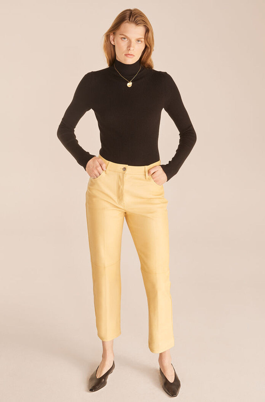 Crop Leather Pant in Palomino by Rebecca Taylor