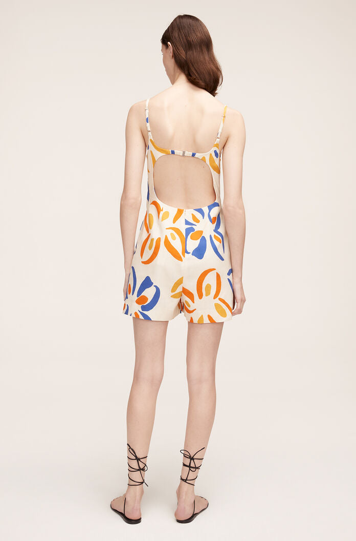 Flame Fleur Skirted Romper in Flame Fleur Tapioca Combo by Rebecca Taylor