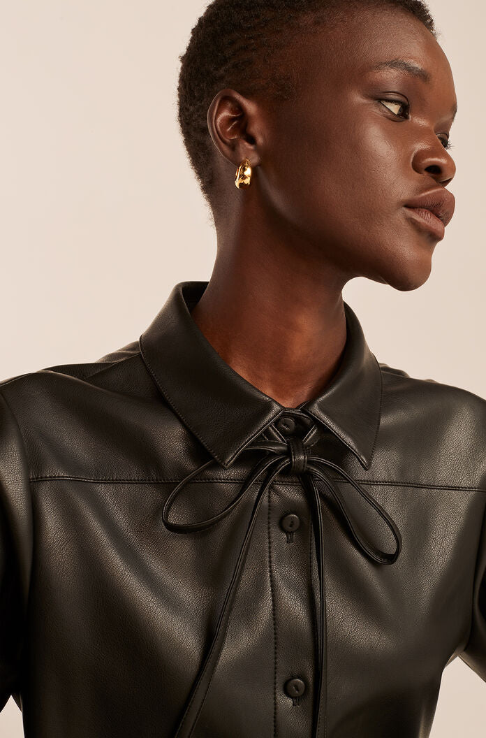 Vegan Leather Romper in Black by Rebecca Taylor