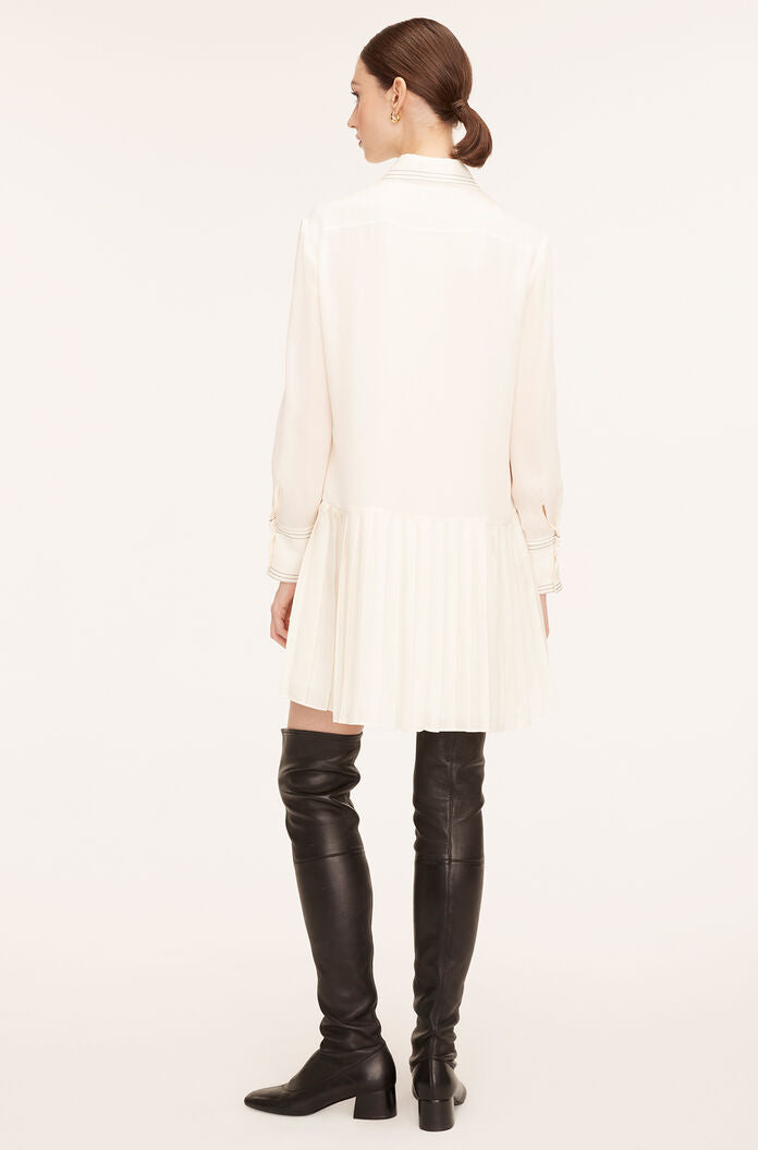 Silk Pleated Dress in Snow by Rebecca Taylor