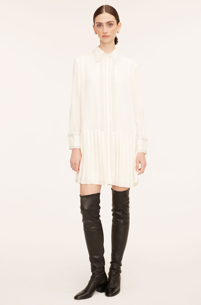 Silk Pleated Dress in Snow by Rebecca Taylor