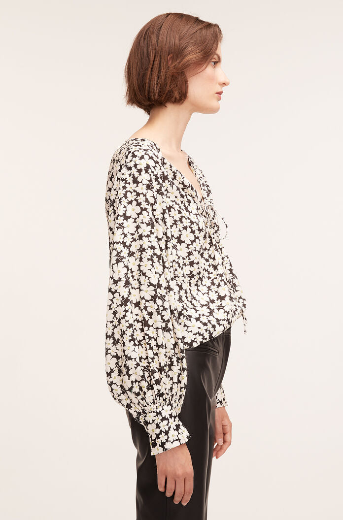 Paige Fleur Drawstring Long Sleeve Blouse in Paige Fleur Black Combo by Rebecca Taylor