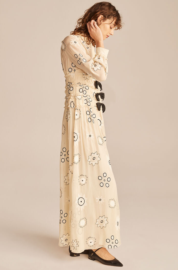 Parasol Embroidery Dress in Shell by Rebecca Taylor
