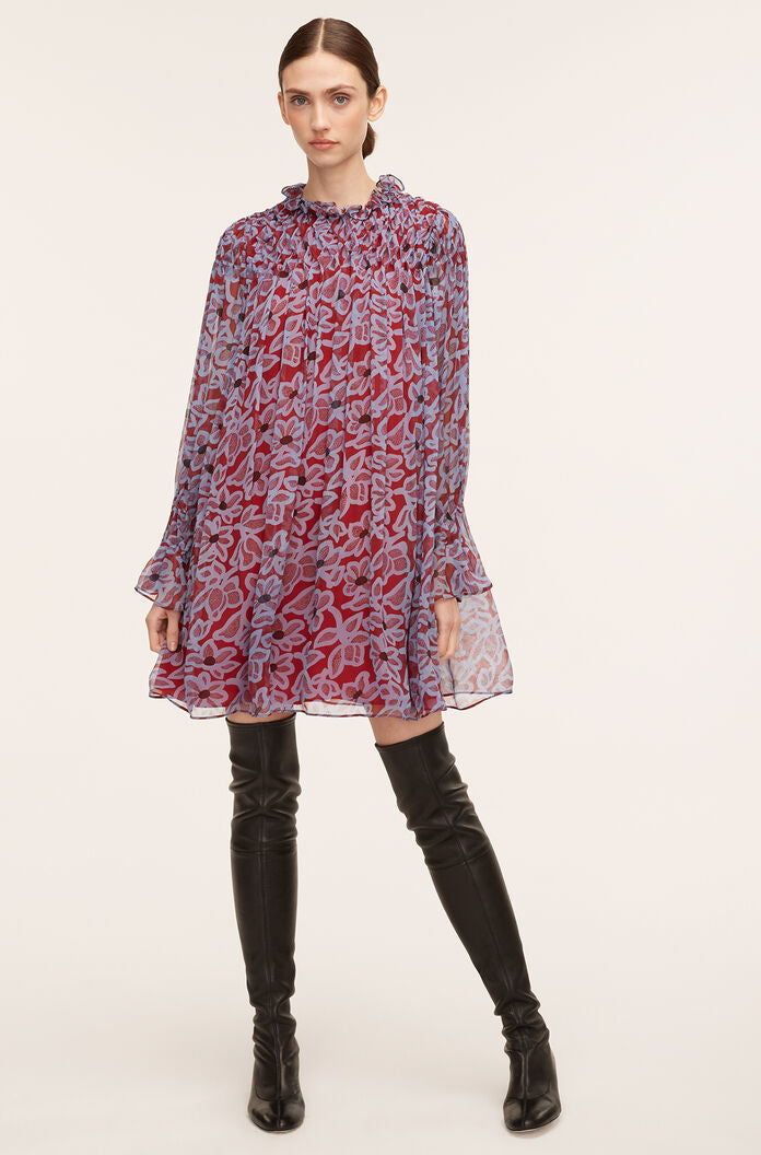 Vera Fleur Chiffon Smocked Dress in Vera Fleur Cherry Combo by Rebecca Taylor