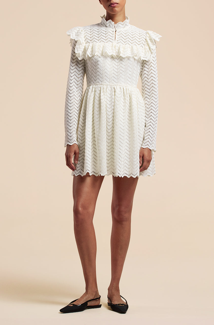 Chevron Lace Dress in Gardenia by Rebecca Taylor