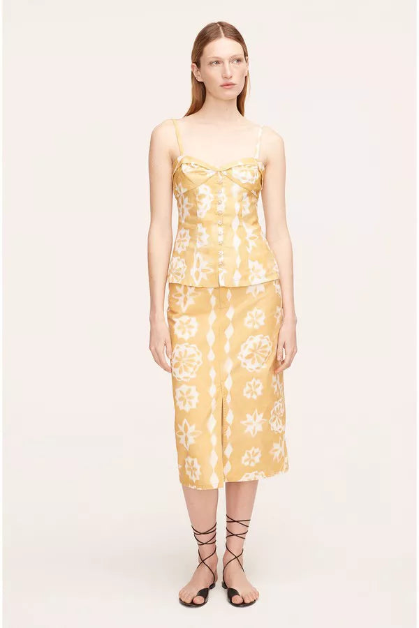 Paper Fleur Cotton Canvas Midi Skirt in Paper Fleur Ginger Combo by Rebecca Taylor