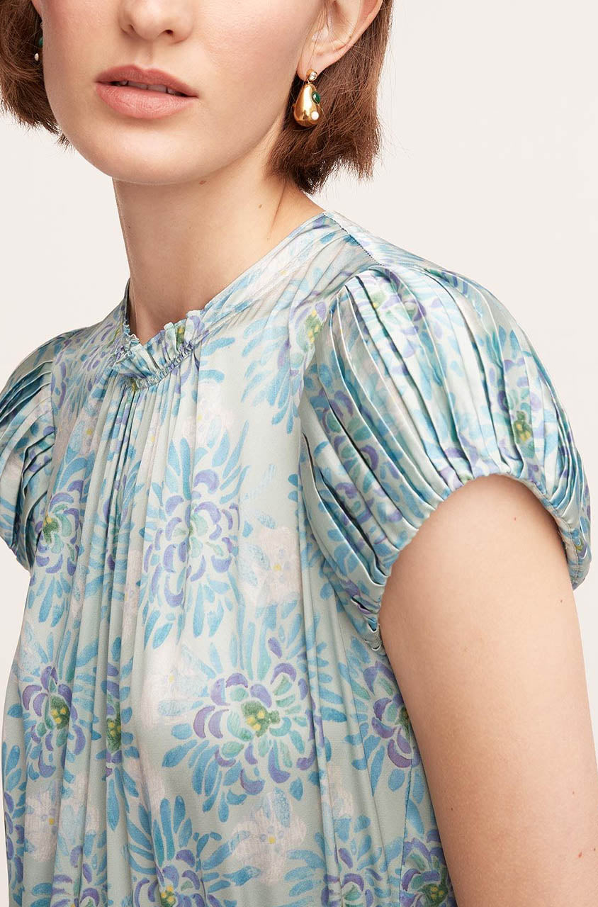 Rebecca Taylor Women's Astera Fleur Pleated Puffed Sleeve Dress